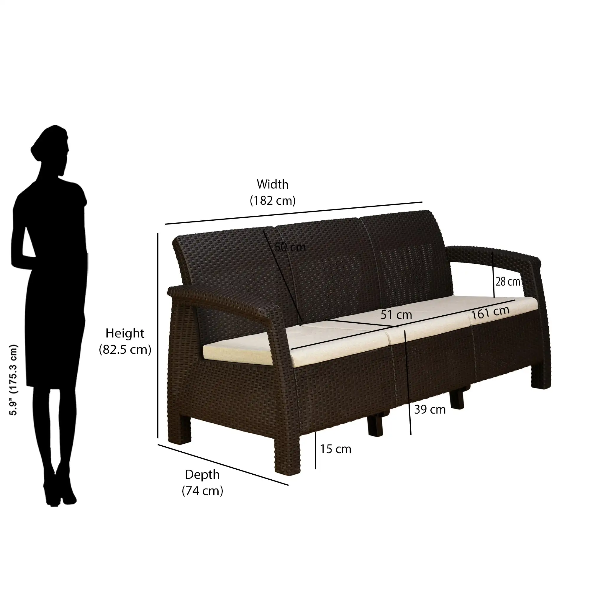 Nilkamal Goa Sofa Set with Cushion (3+1+1 Seater) - Image 6
