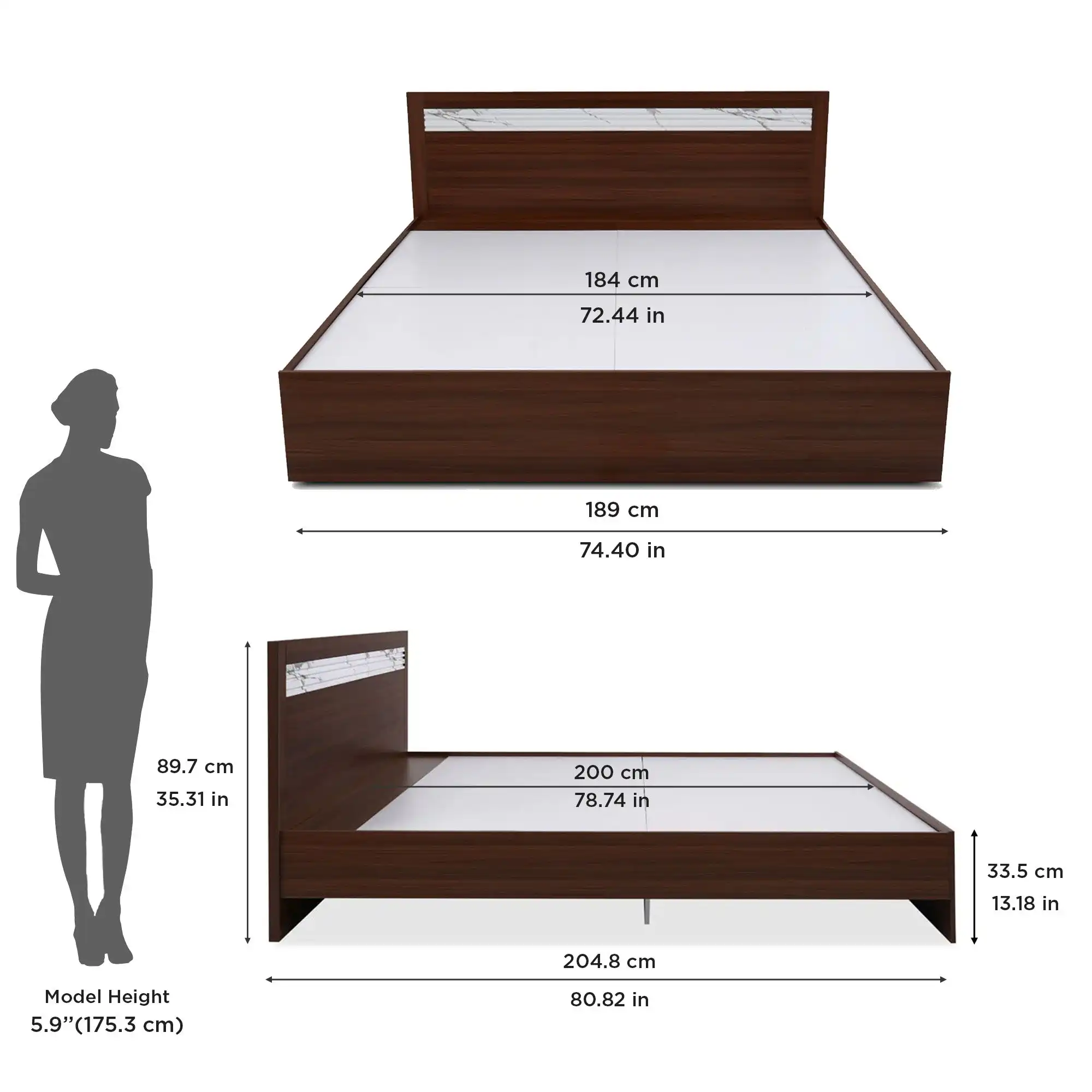 Nilkamal Akin King Bed without Storage (Walnut) - Image 12