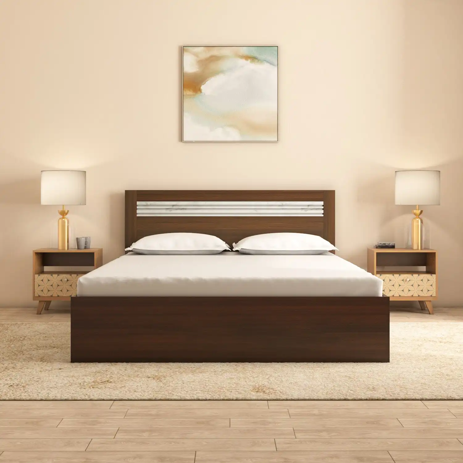 Nilkamal Akin King Bed without Storage (Walnut) - Image 2