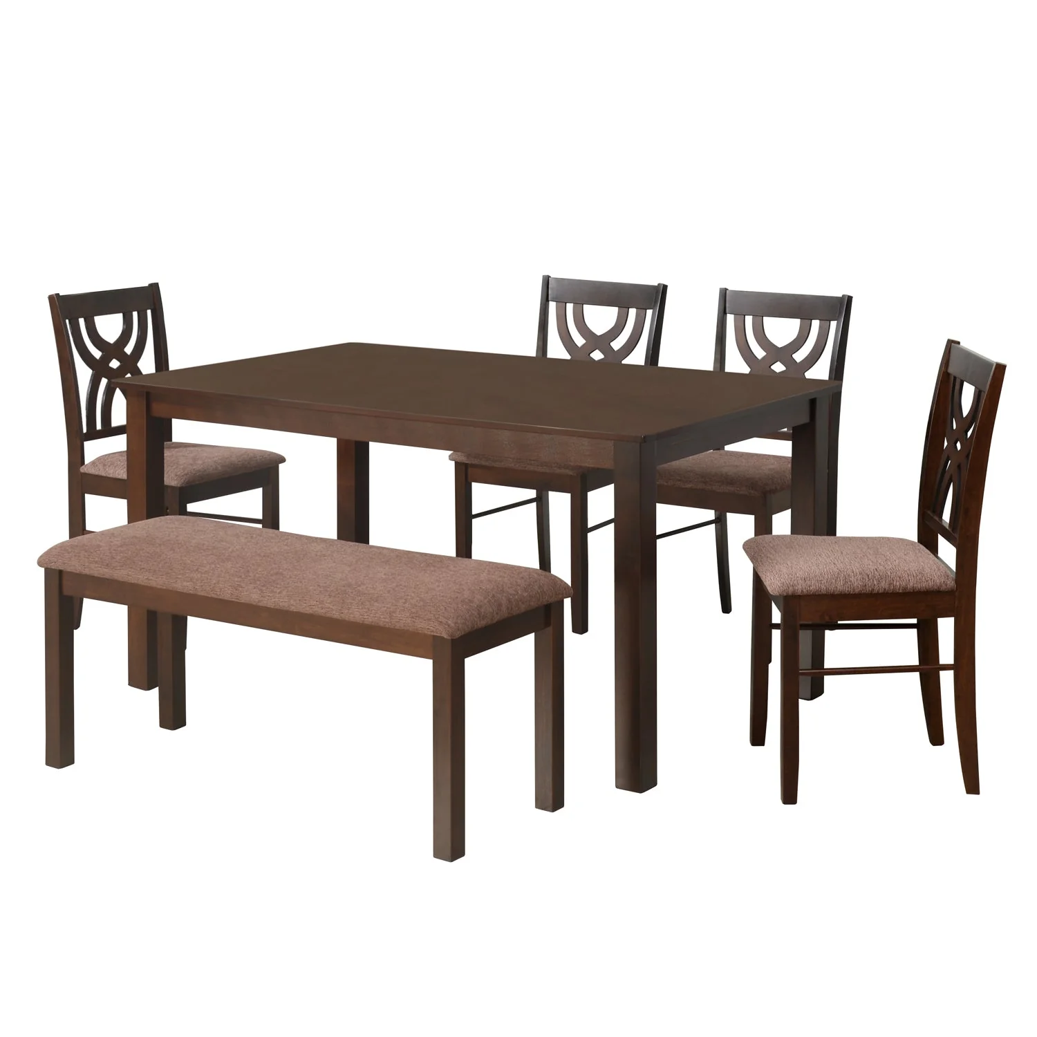Nilkamal Alice 6 Seater Dining Set With Bench (Antique Cherry) - Image 2