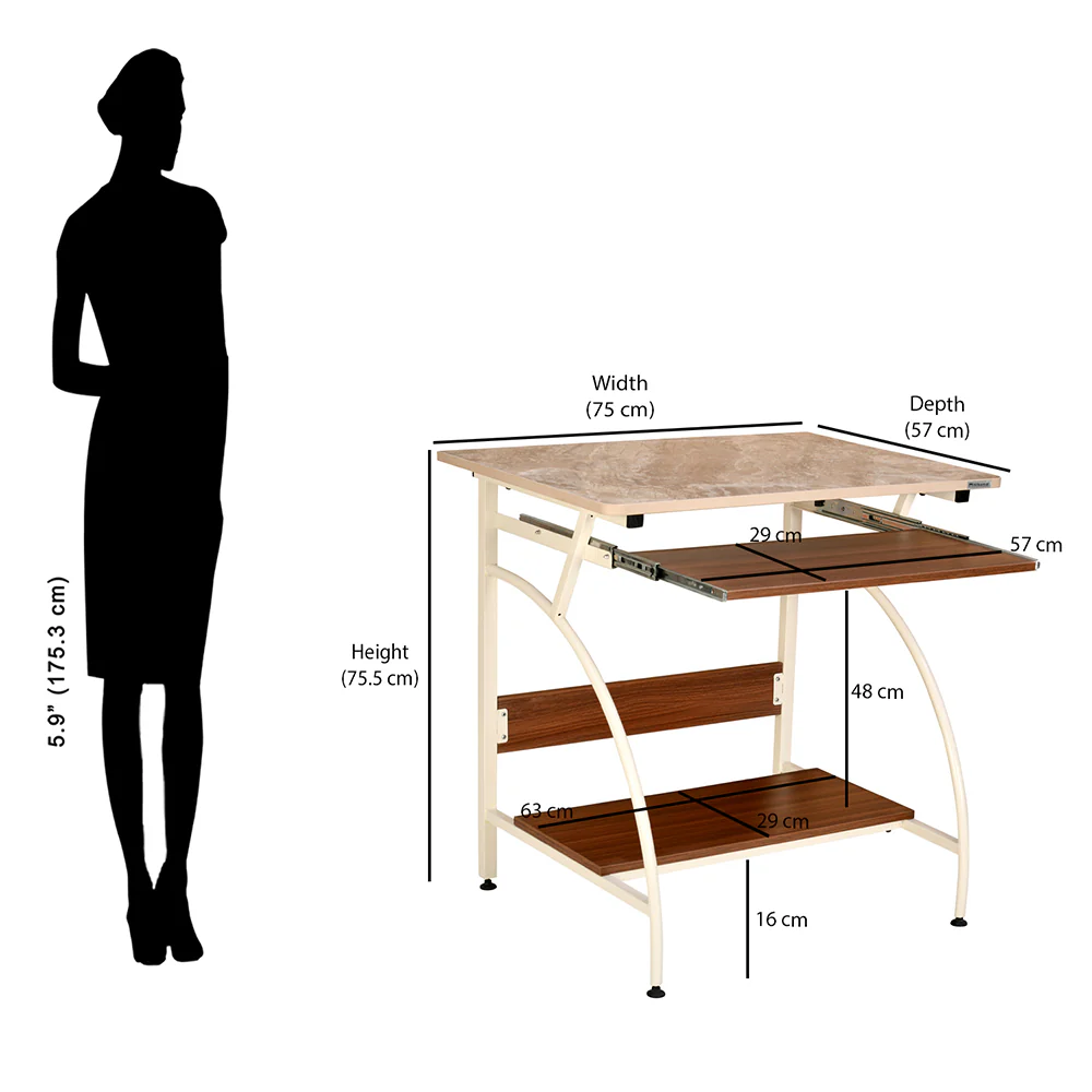 Nilkamal Alwin Computer Table (Walnut and Ivory) - Image 9