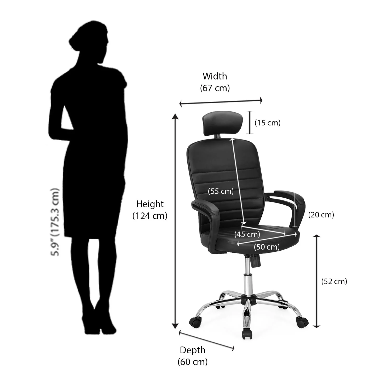 Nilkamal Aries High Back Office Chair (Black) - Image 7