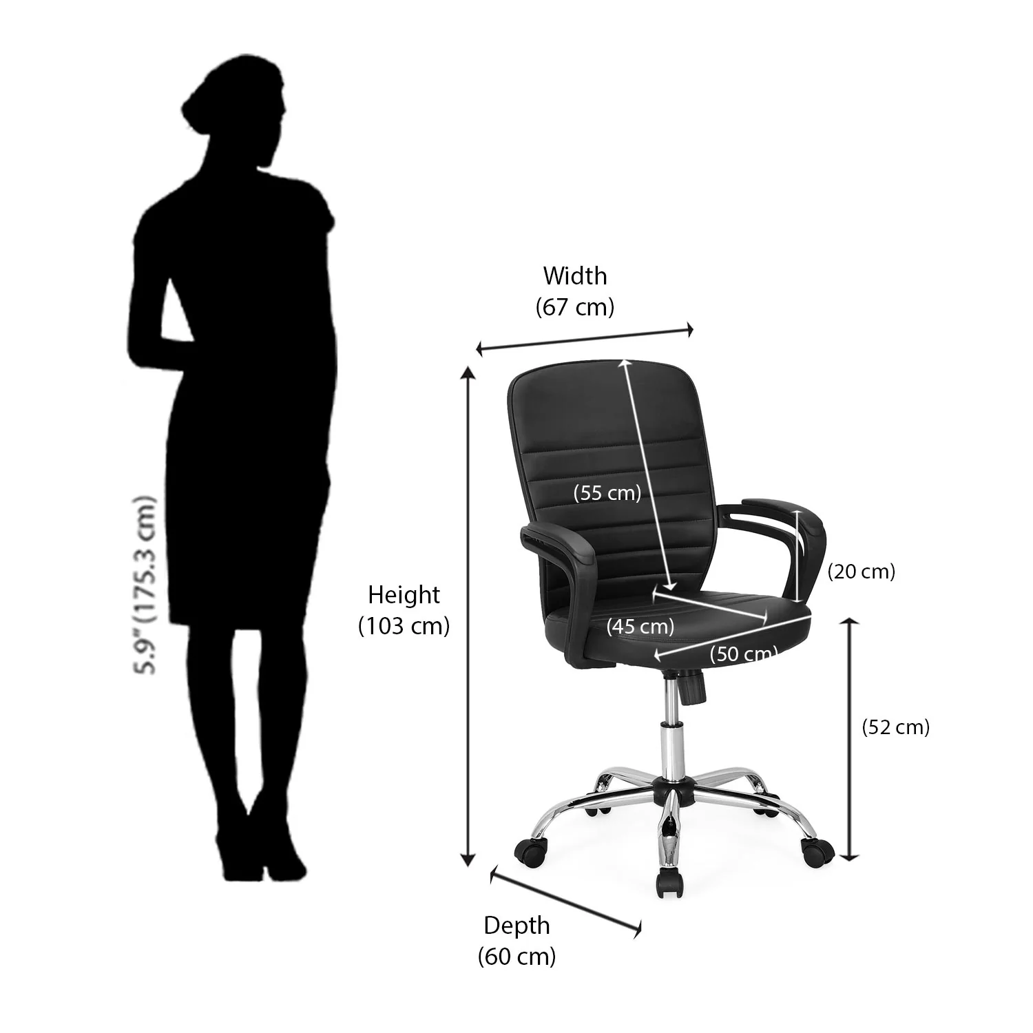 Nilkamal Aries Mid Back Office Chair (Black) - Image 7