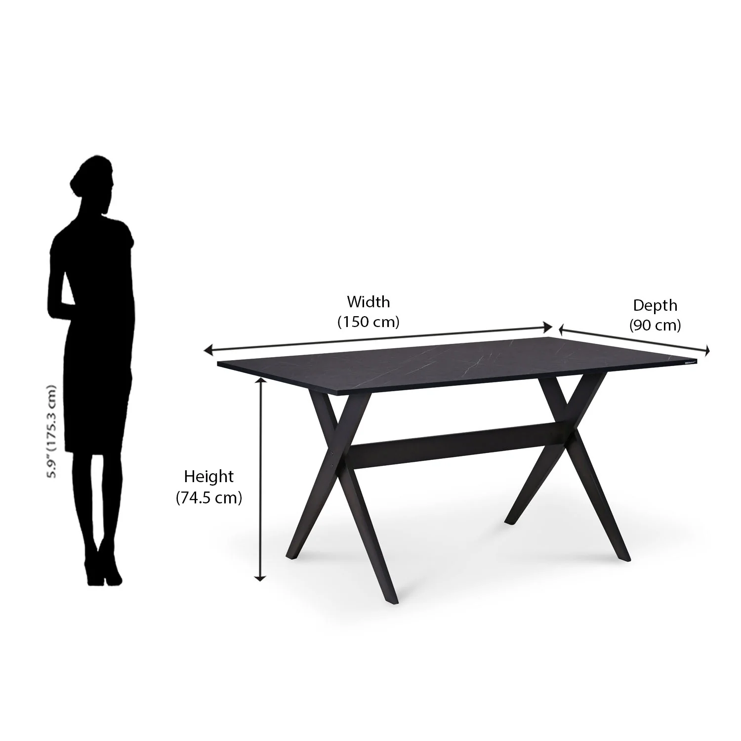 Nilkamal Aristo Solid Wood 6 Seater Dining Set (Walnut / Black) - Image 7