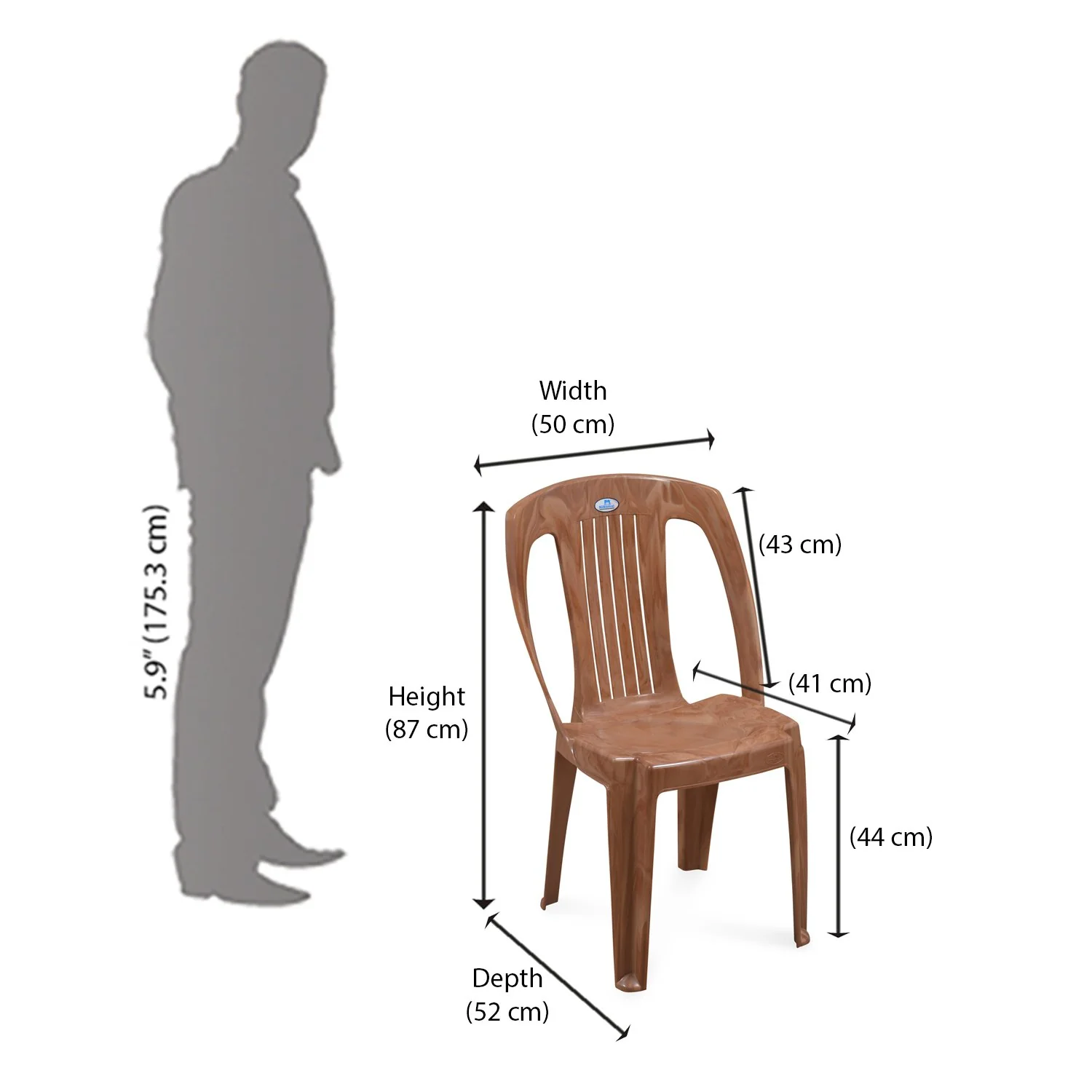 Nilkamal CHR4032 Plastic Armless Chair (Pear Wood) - Image 10