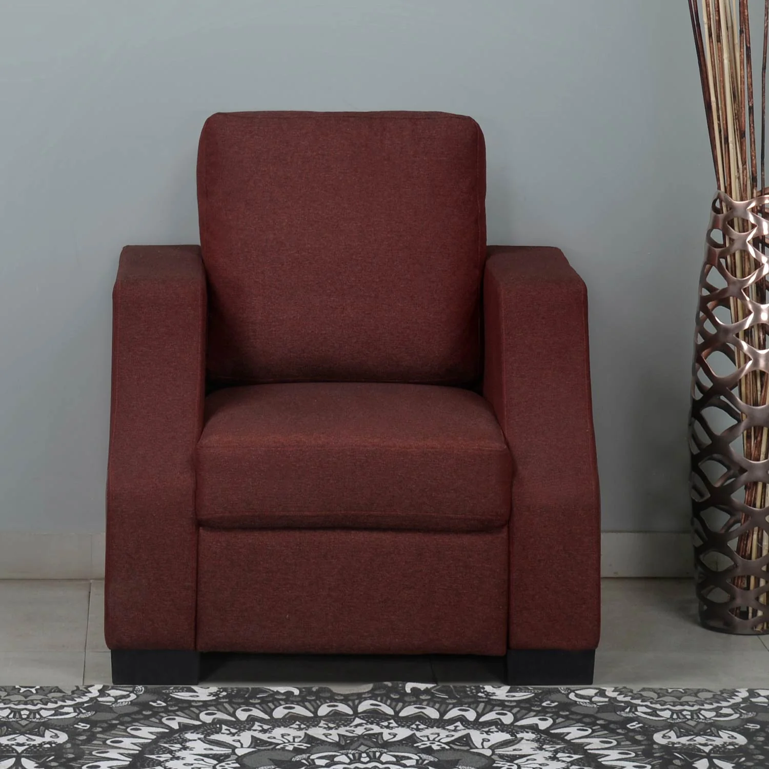 Nilkamal Array 1 Seater Rick Arm Sofa (Maroon)