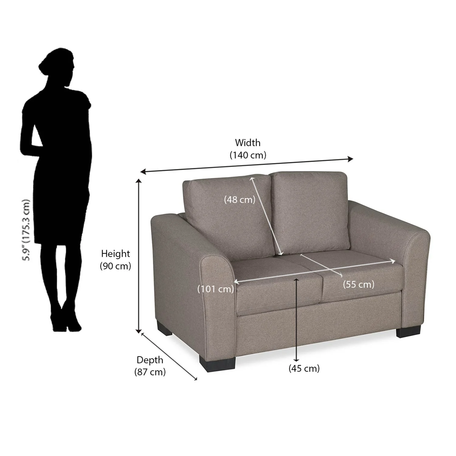 Nilkamal Array 2 Seater Mike Arm Sofa (Light Brown) - Image 9