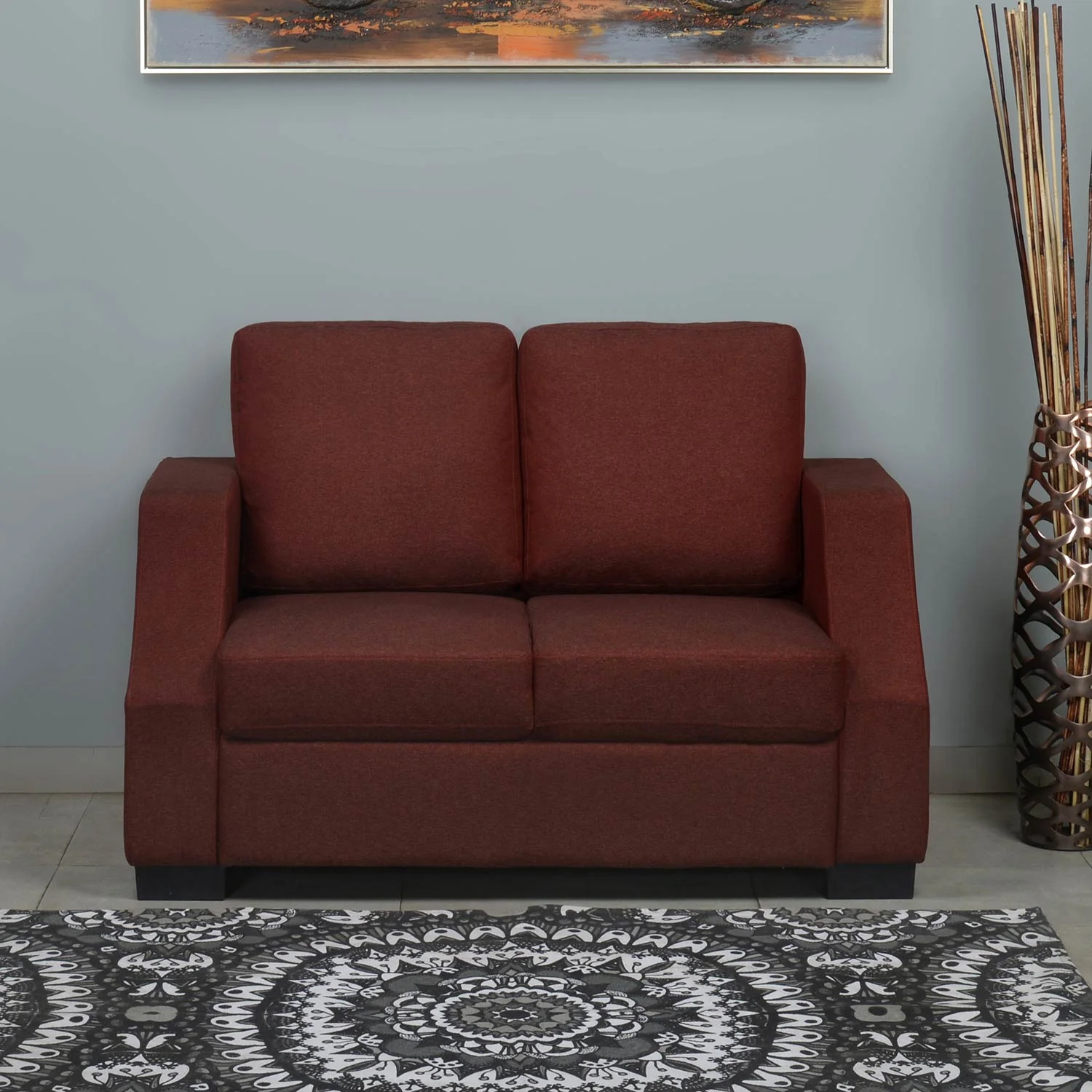 Nilkamal Array 2 Seater Rick Arm Sofa (Maroon)