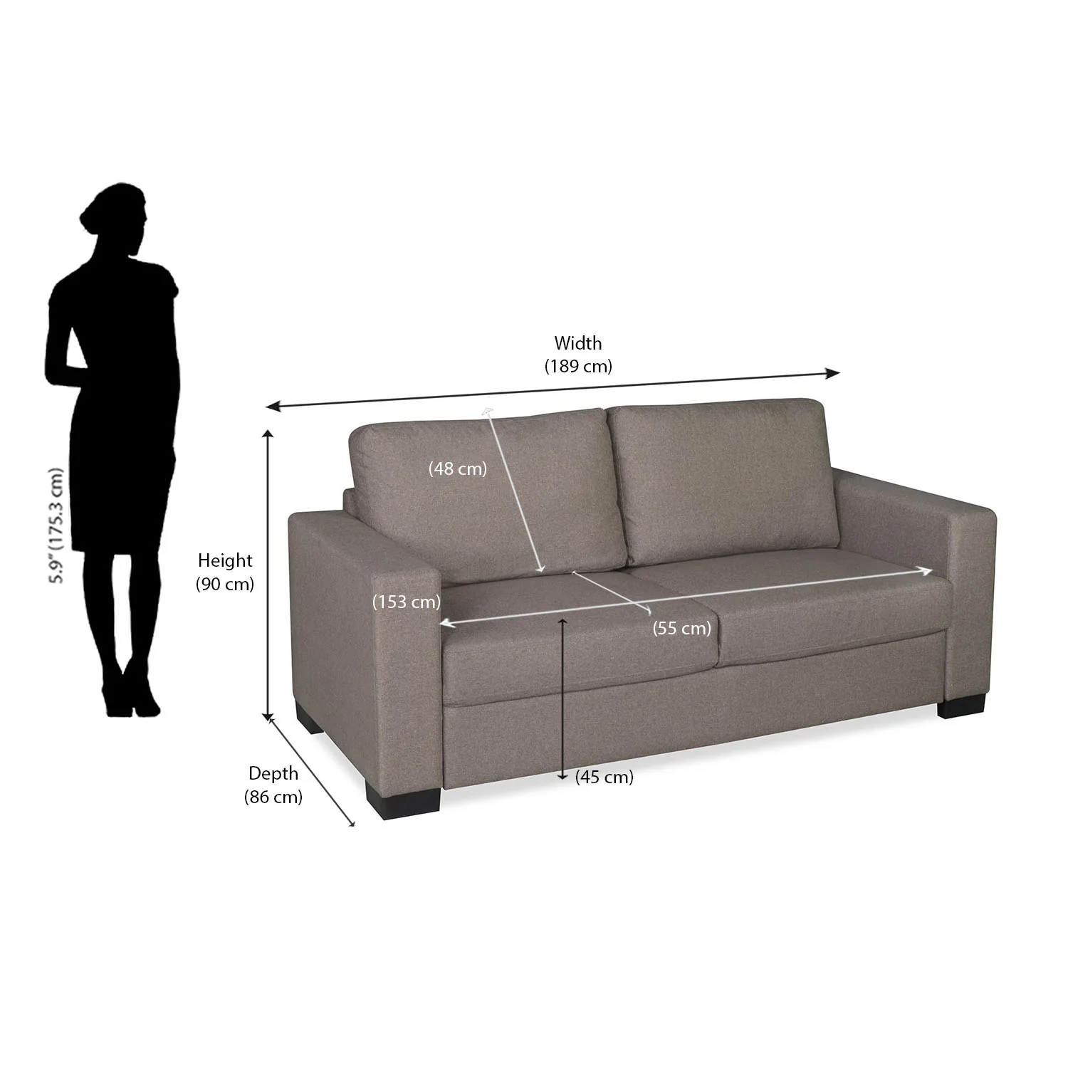 Nilkamal Array 3 Seater Ron Arm Sofa (Light Brown) - Image 8