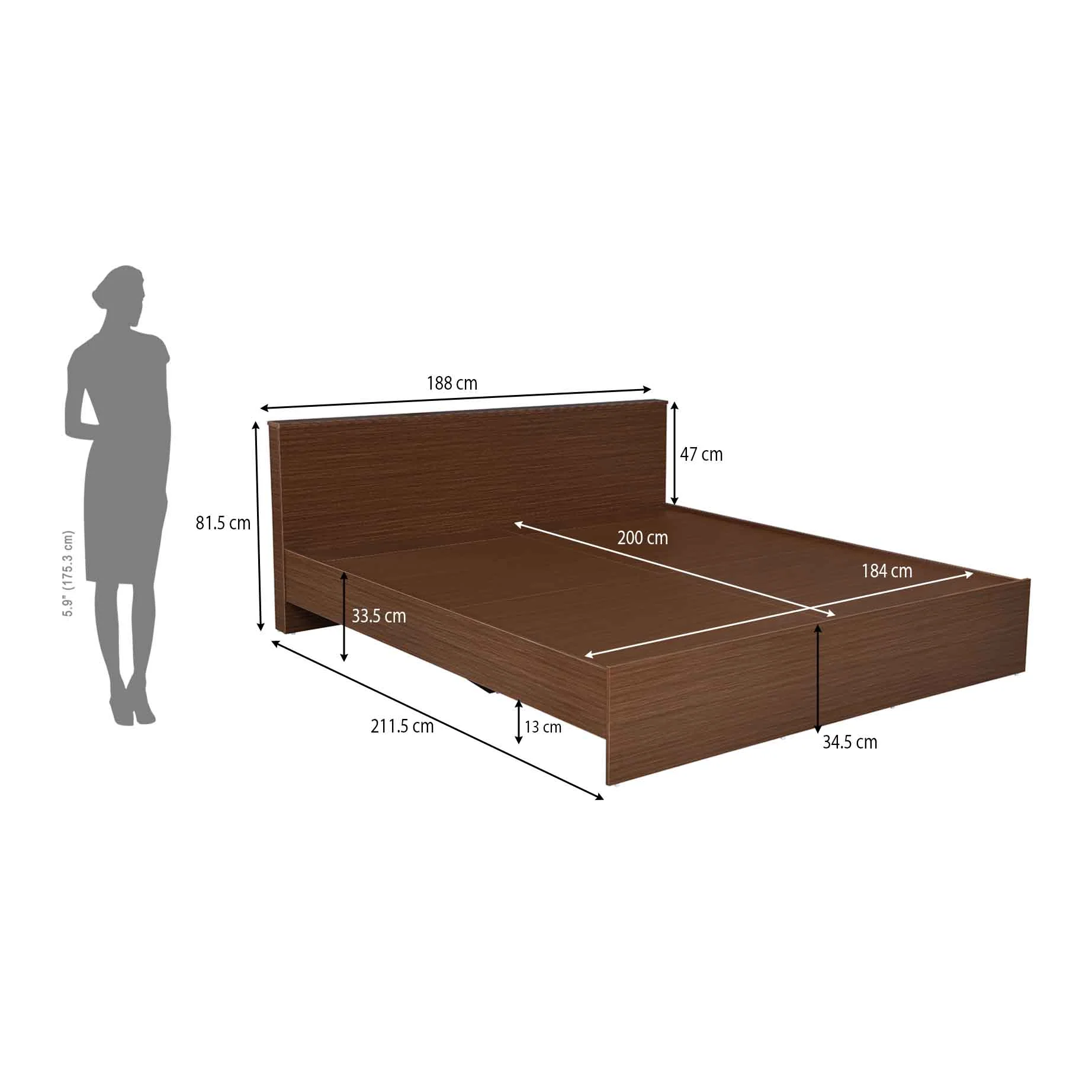 Nilkamal Arthur Plus King Bed (Legno Oak Dark) - Image 4
