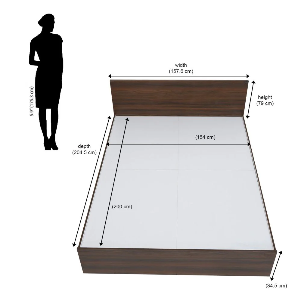 Nilkamal Arthur Queen Bed (Walnut) - Image 6