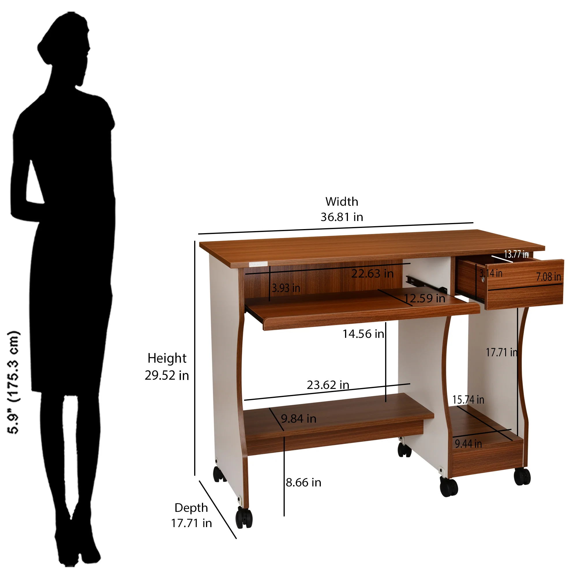 Nilkamal Ashford Computer Table (Walnut/White) - Image 6