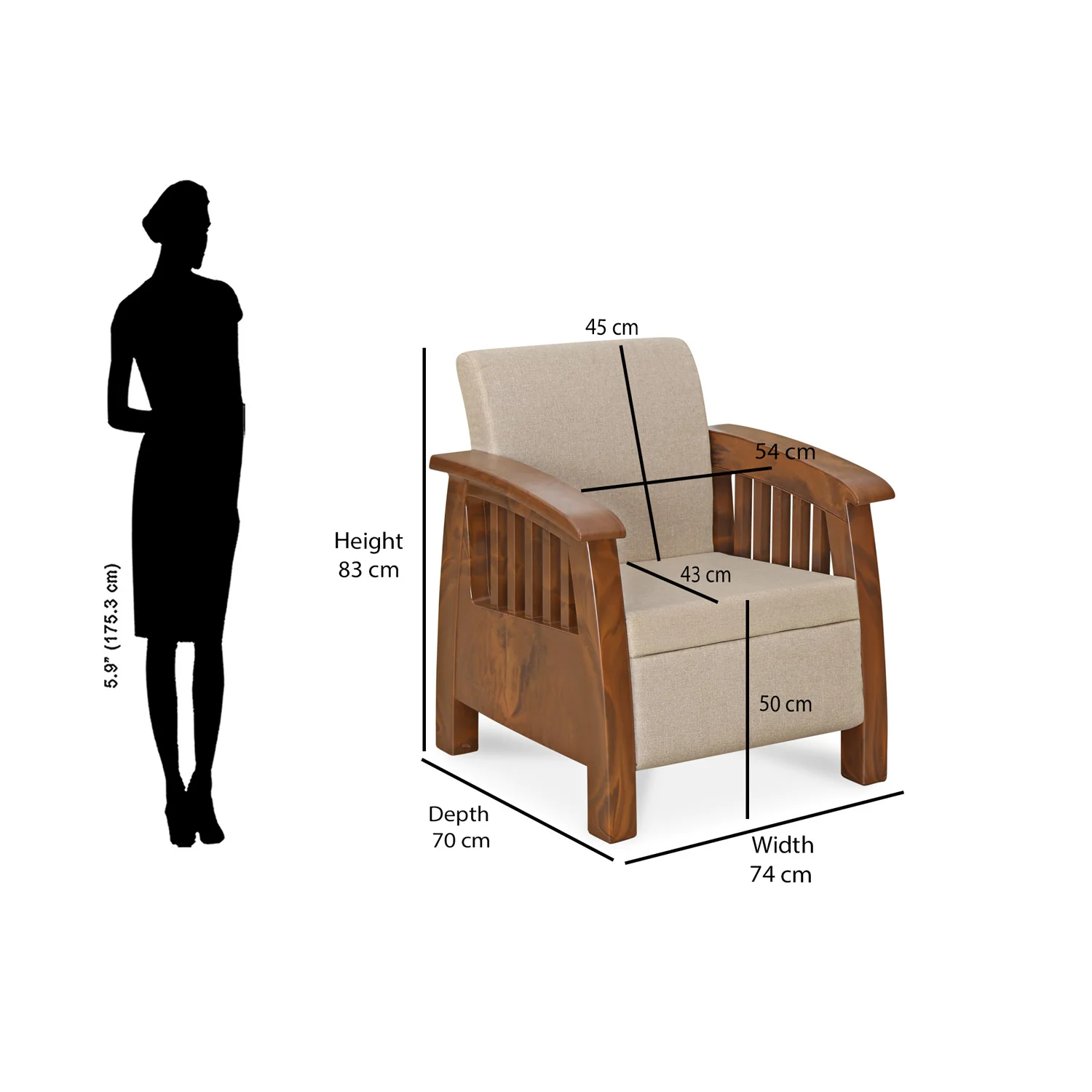 Nilkamal Aspire 3+1+1 Seater Plastic Sofa Set (Walnut) - Image 3