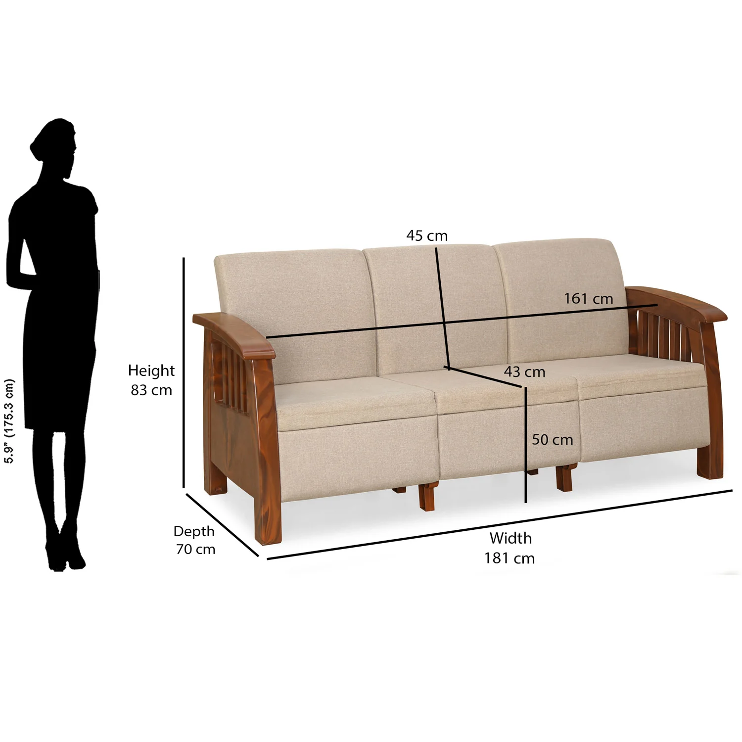 Nilkamal Aspire 3+1+1 Seater Plastic Sofa Set (Walnut) - Image 5