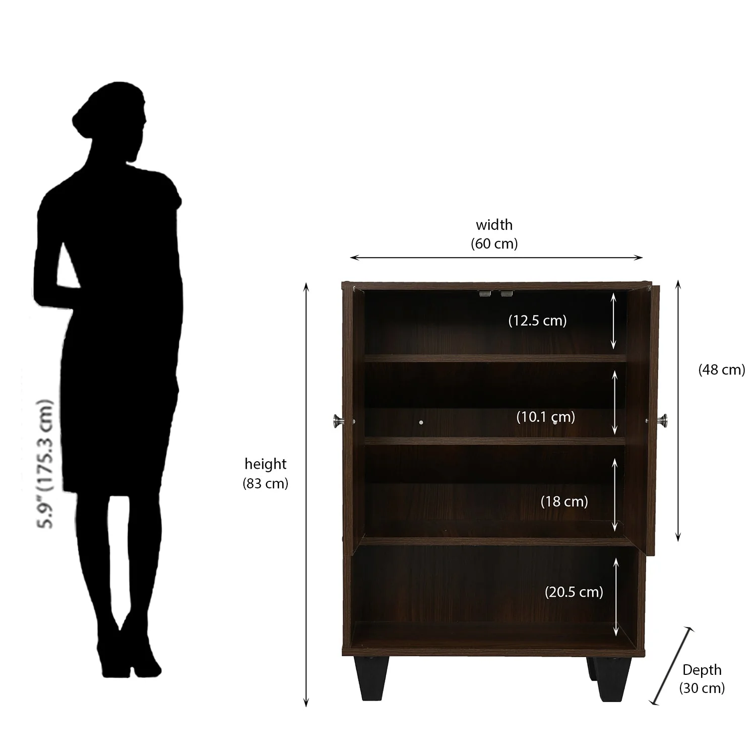 Nilkamal Astero Engineered Wood Shoe Cabinet (Walnut) - Image 10