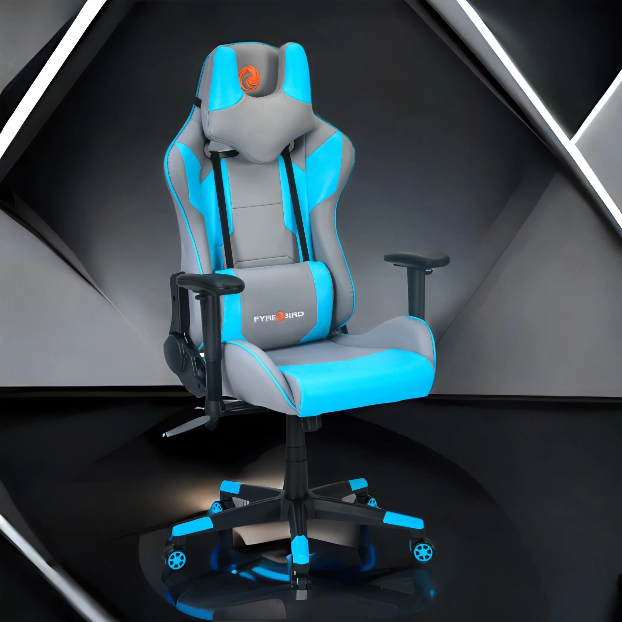Nilkamal Fyrebird Athena Gaming Chair (Grey / Turquoise) - Image 2