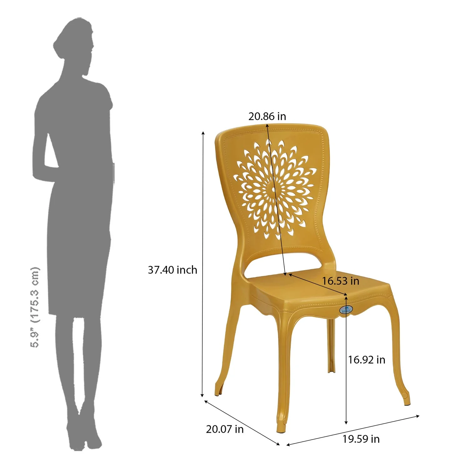 Nilkamal Aura Plastic Chair (Gold) - Image 9