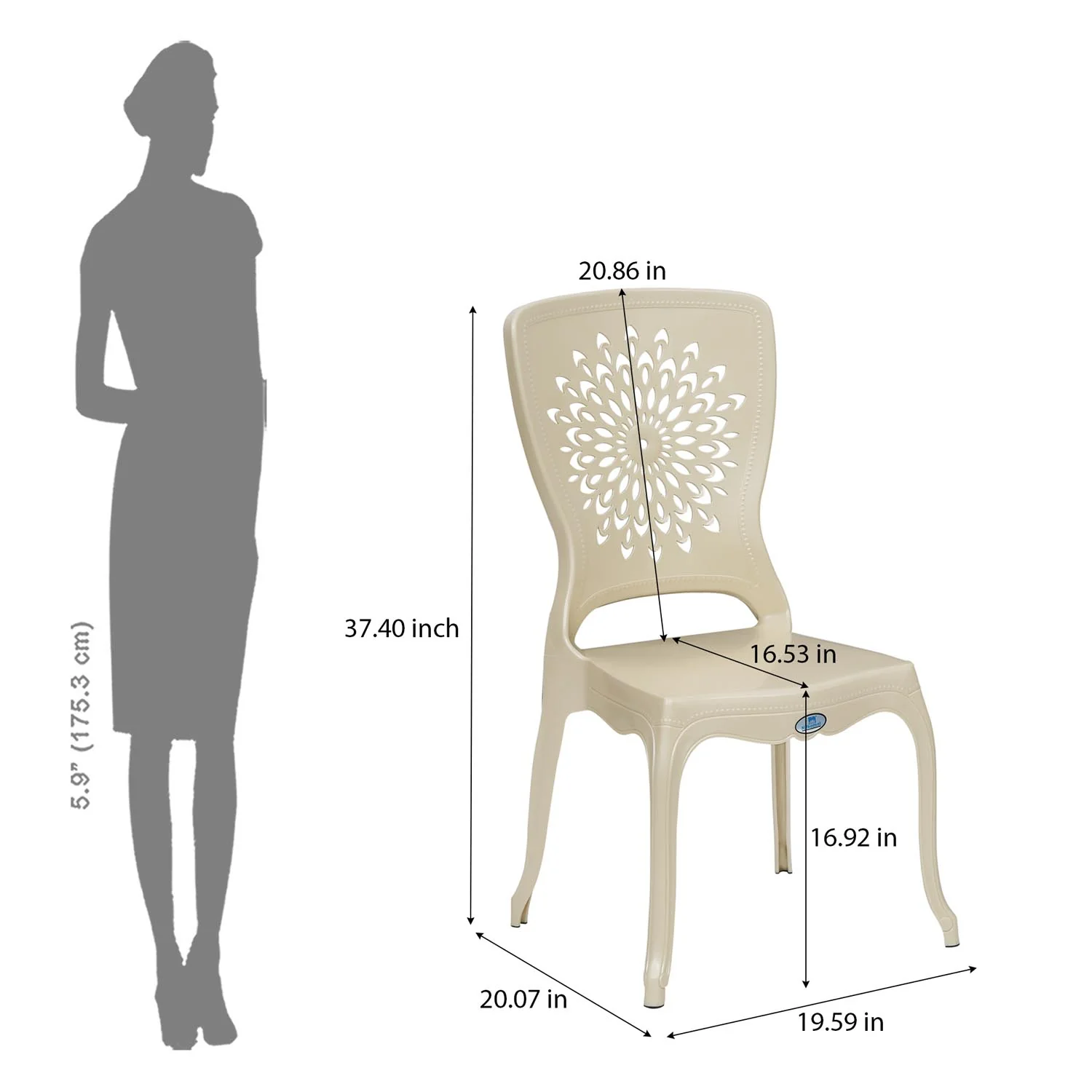 Nilkamal Aura Plastic Chair (Pearl White) - Image 8