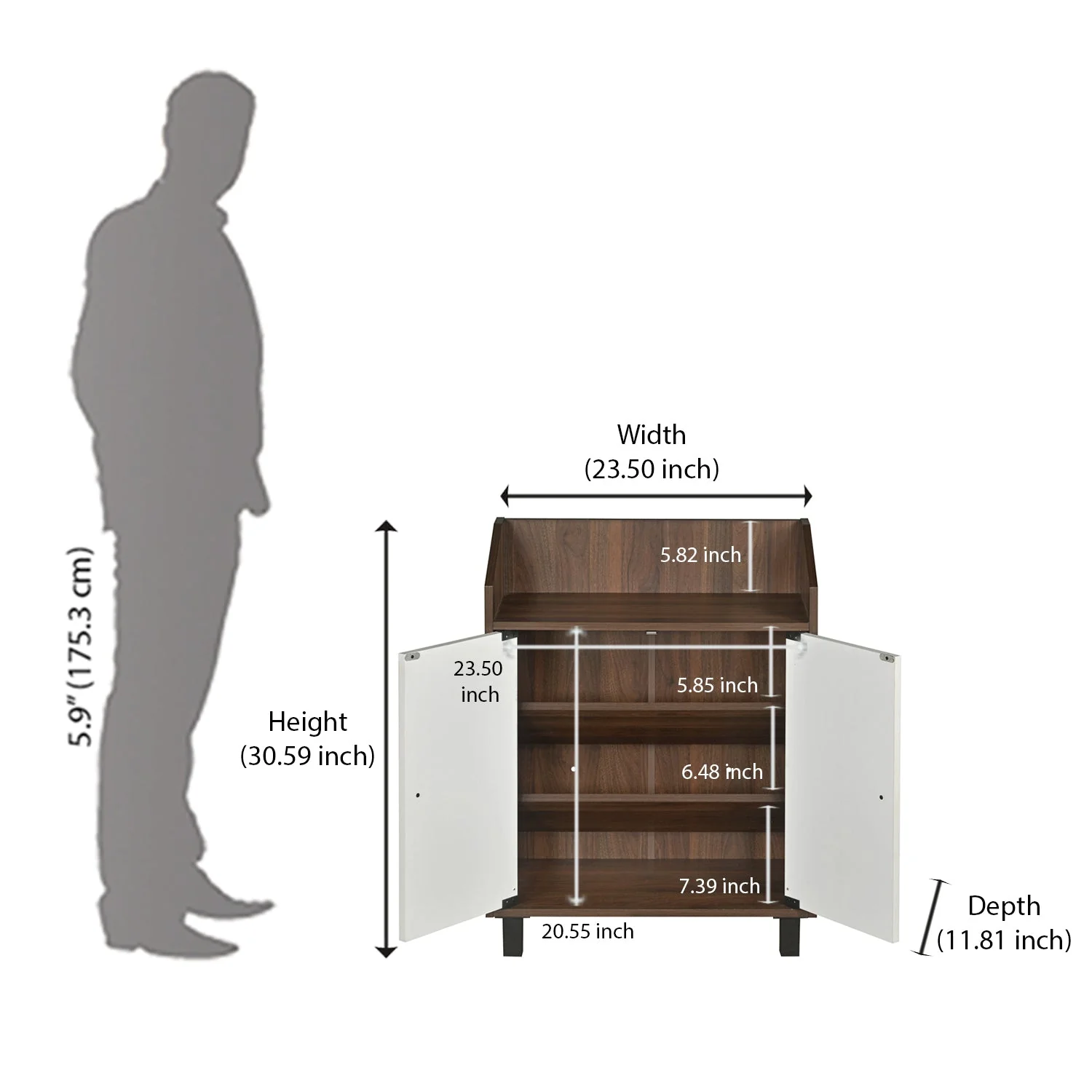 Nilkamal Aze Shoe Cabinet (Walnut & White) - Image 9