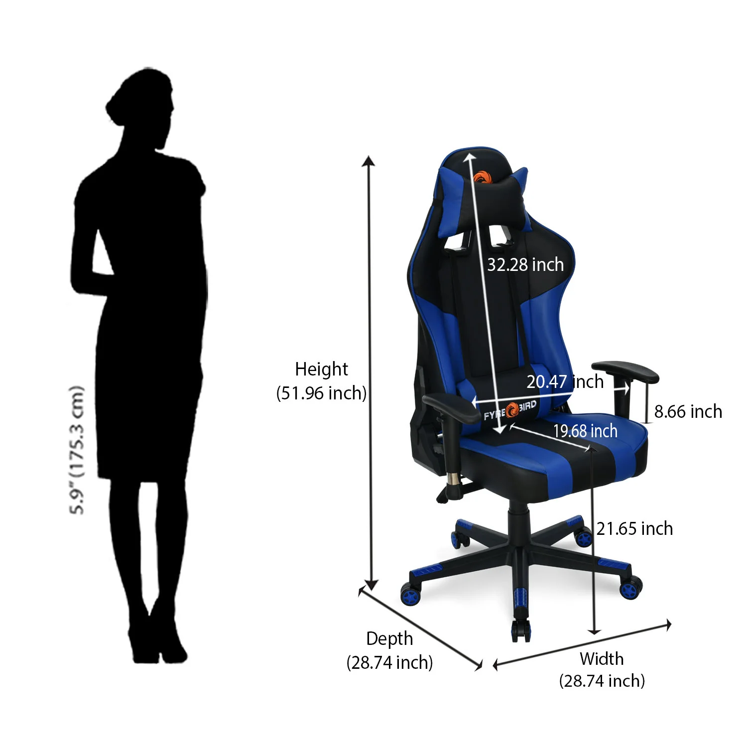 Nilkamal Fyrebird Bosco Gaming Chair (Black / Blue) - Image 21