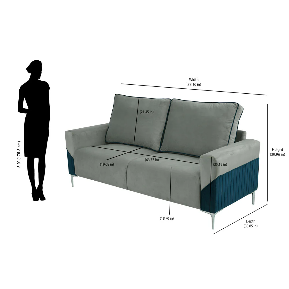 Nilkamal Boston 3 Seater Sofa (Grey & Blue) - Image 11