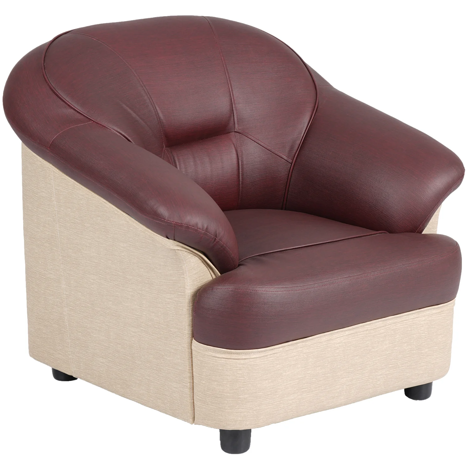 Nilkamal Bright 1 Seater Sofa (Maroon Beige) - Image 3