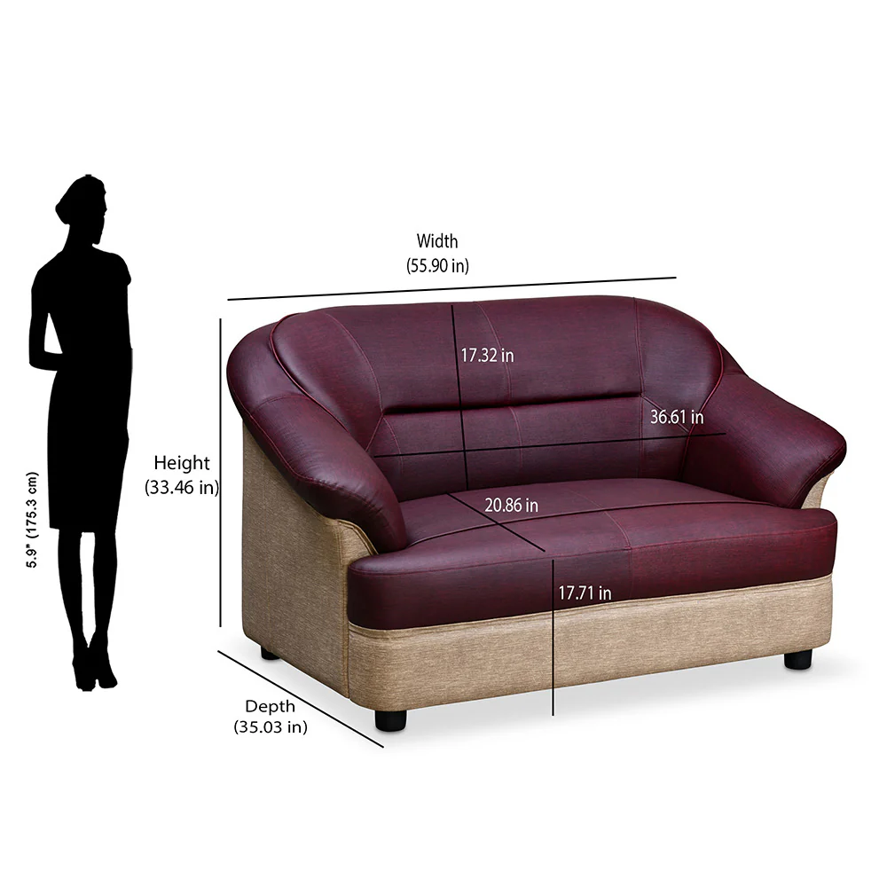 Nilkamal Bright 2 Seater Sofa (Maroon/Beige) - Image 10
