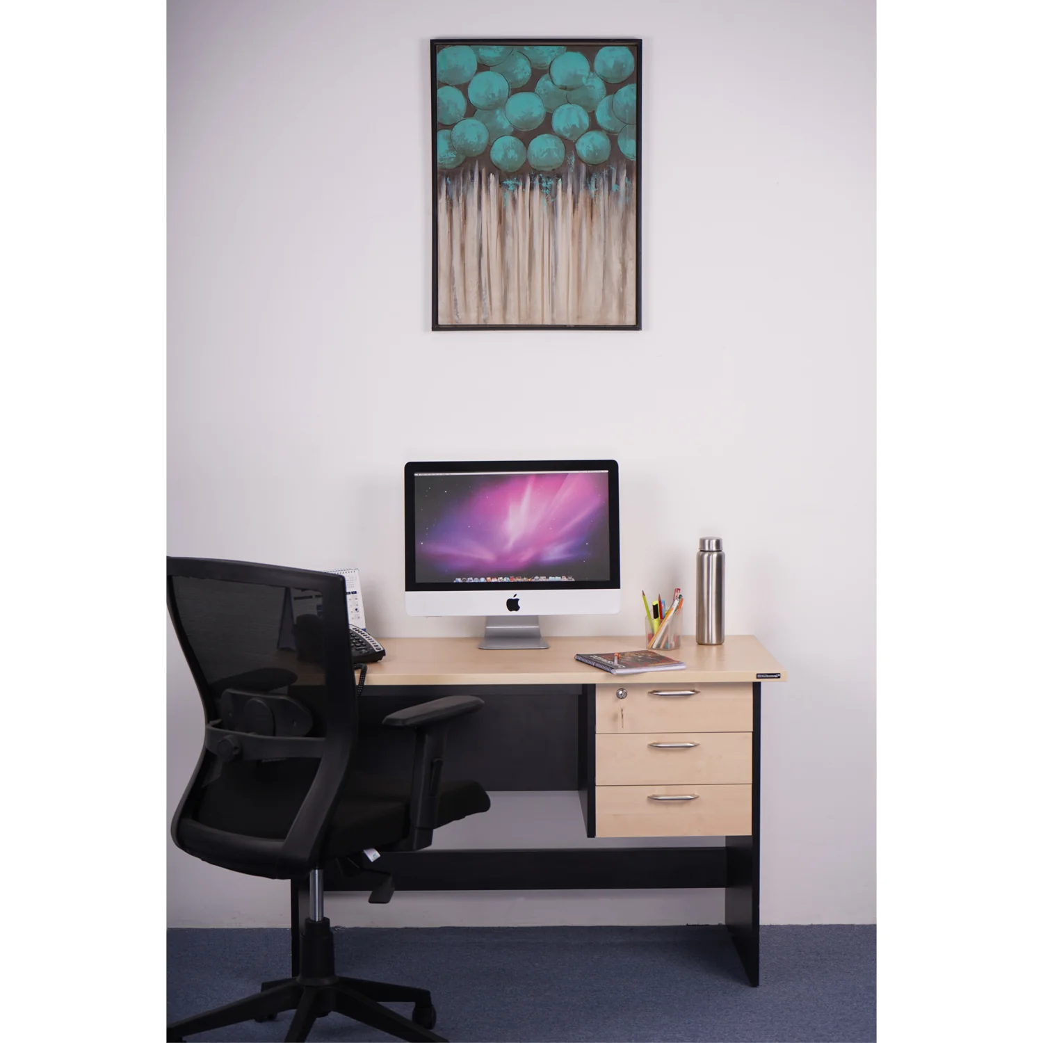 Nilkamal Brilliant Linear Work Station (Maple / Black) - Image 2