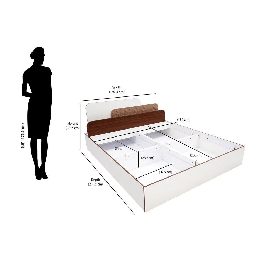 Nilkamal Bruce King Bed with Box Storage (Walnut & Cappuccino) - Image 18