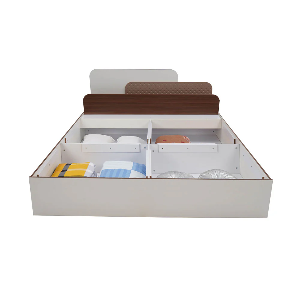 Nilkamal Bruce King Bed with Box Storage (Walnut & Cappuccino) - Image 9