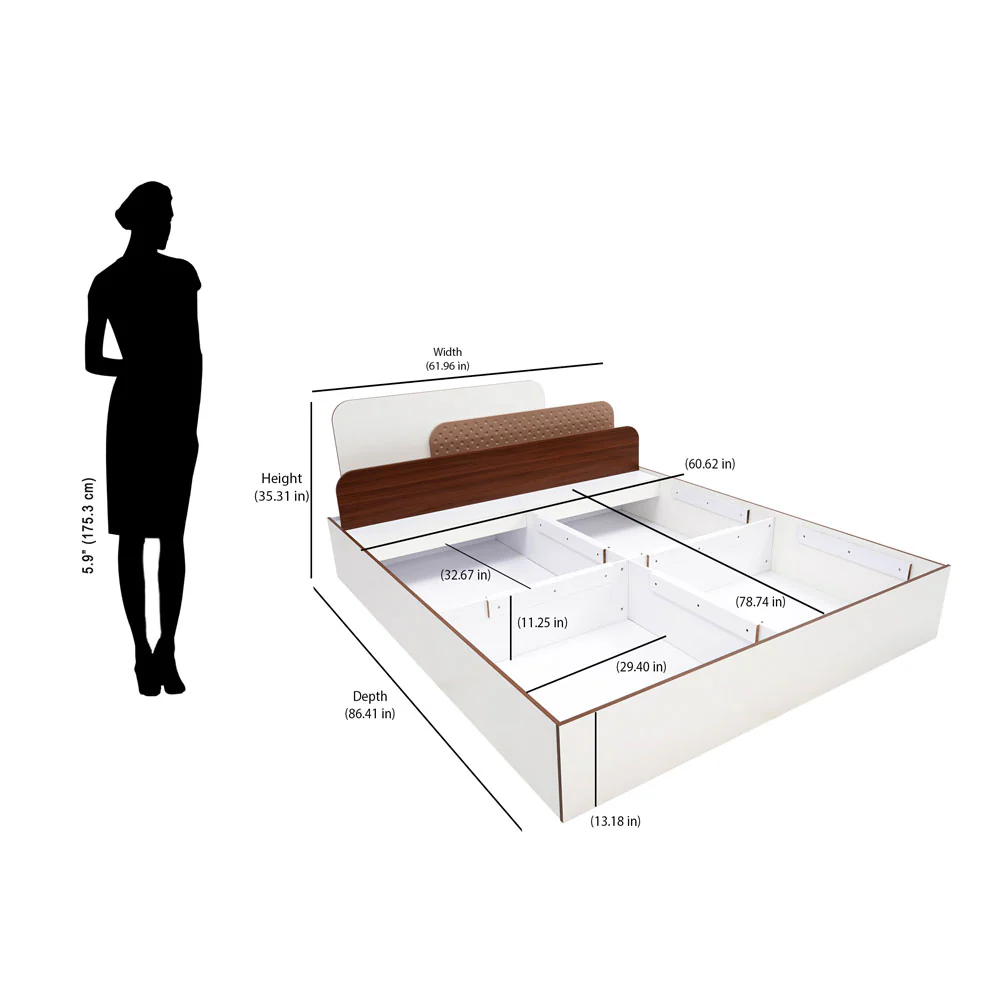 Nilkamal Bruce Queen Bed with Box Storage (Walnut & Cappuccino) - Image 19