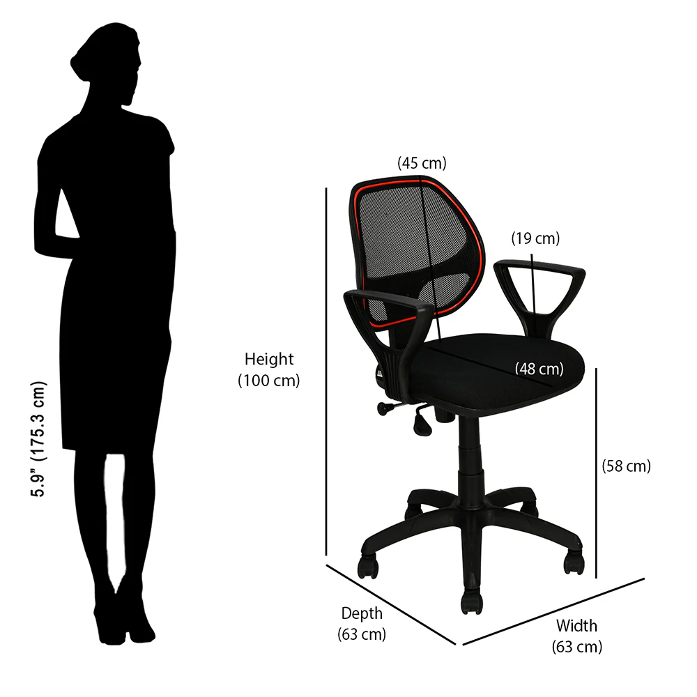 Nilkamal Calida Mesh Back Office Chair (Black) - Image 8