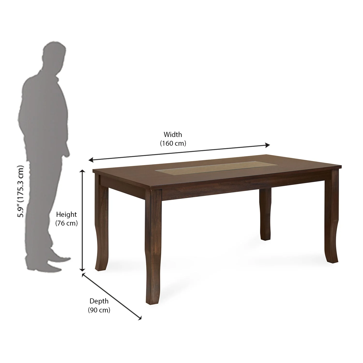 Nilkamal Camilla 6 Seater Dining Table (Dark Walnut) - Image 8