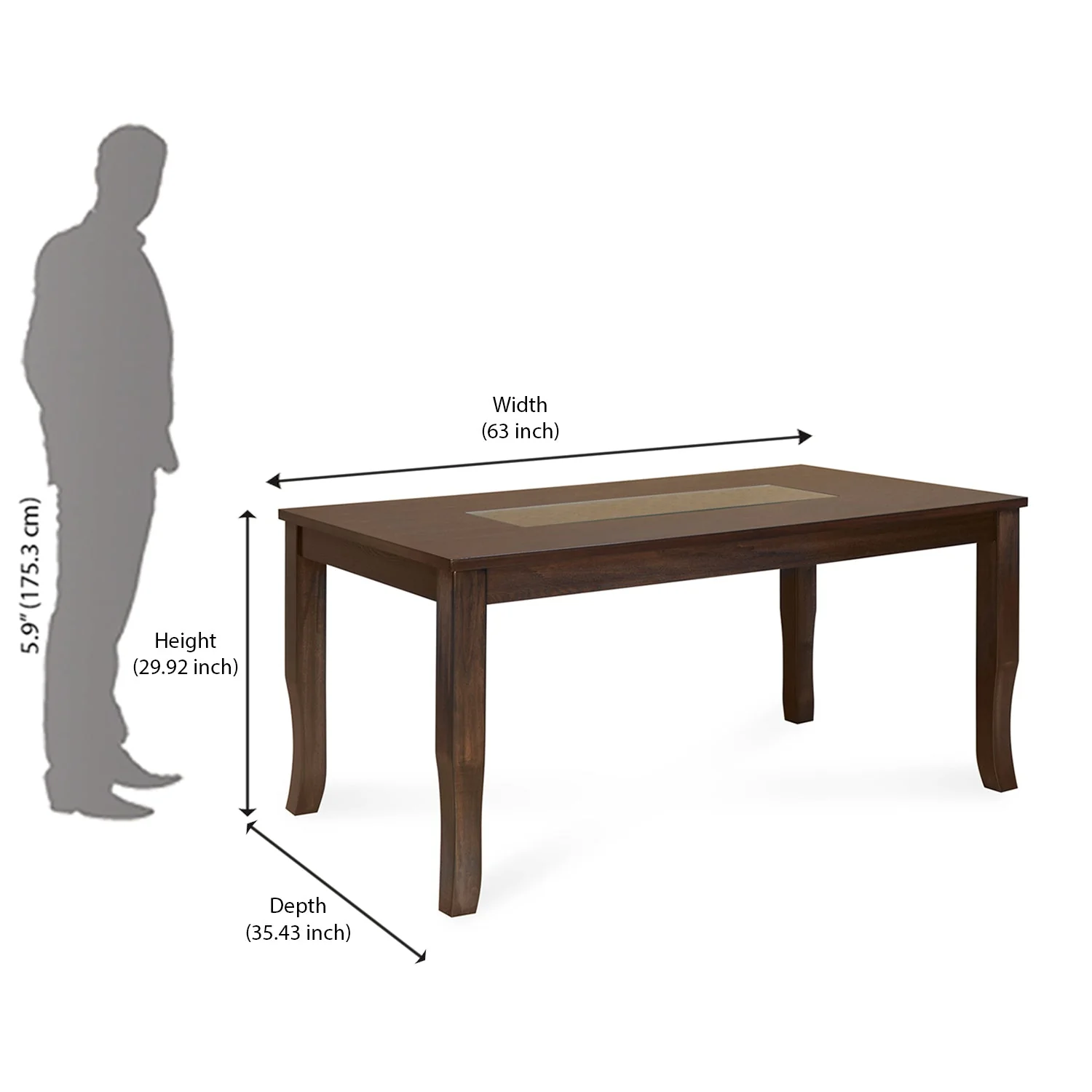 Nilkamal Camilla 6 Seater Dining Table (Dark Walnut) - Image 9