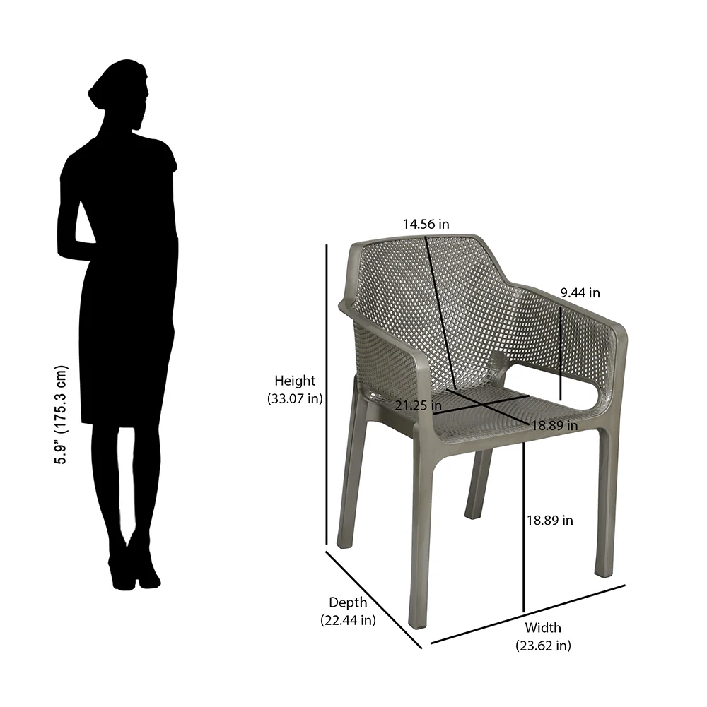 Nilkamal Captain Plastic Arm Chair With Leatherette Cushion (Metallic Dark) - Image 8