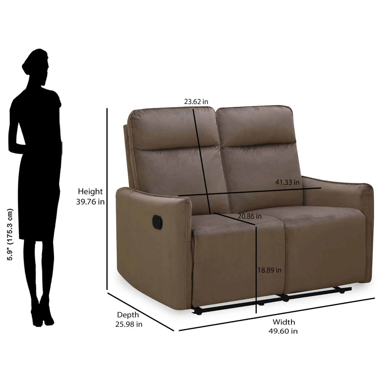 Nilkamal Carlton 2 Seater Manual Recliner (Light Brown) - Image 11