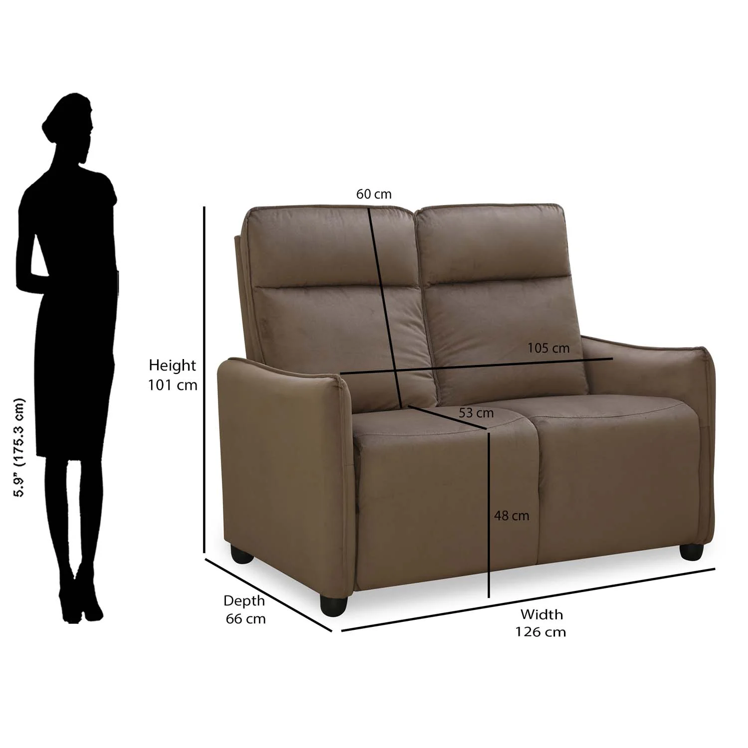 Nilkamal Carlton 2 Seater Sofa (Light Brown) - Image 8