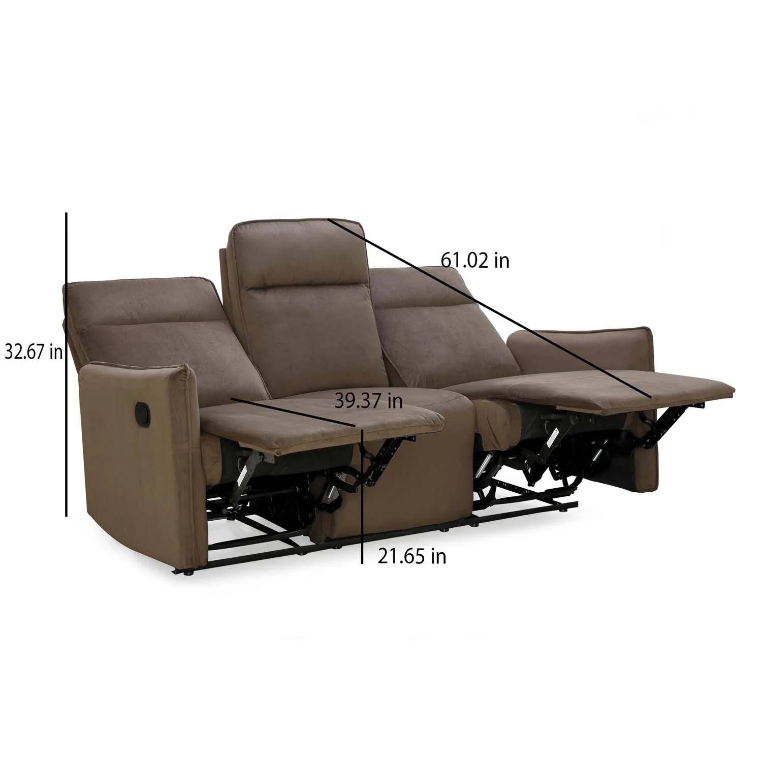 Nilkamal Carlton 3 Seater Manual Recliner (Light Brown) - Image 14