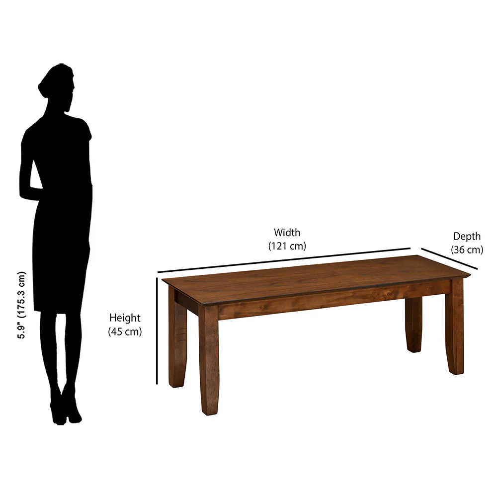 Nilkamal Carter Multi Use Long Sitting Bench for Living Room | Dining Room (Antique Oak) - Image 7