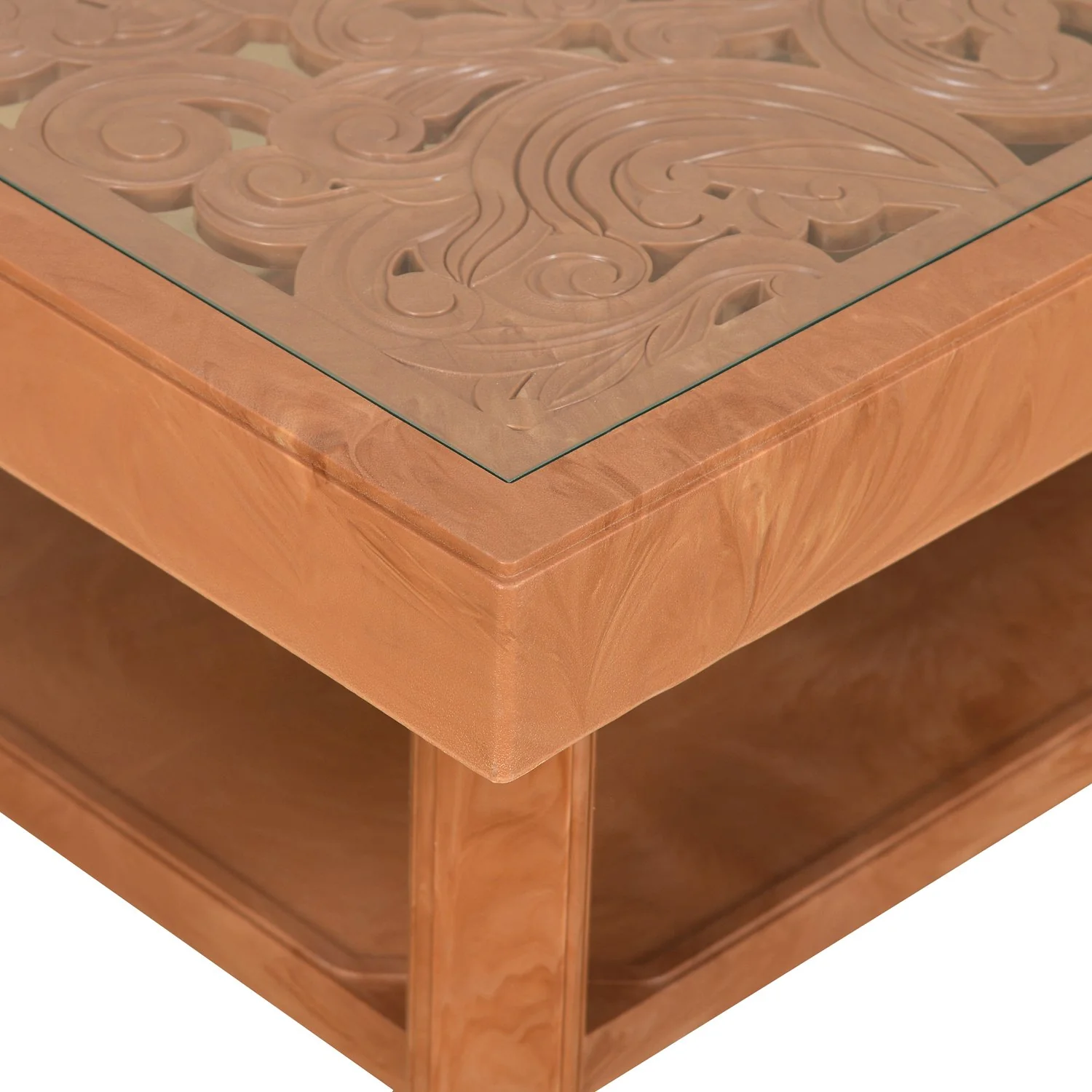 Nilkamal Center Table 2 Carv & Glass (Pear Wood) - Image 7