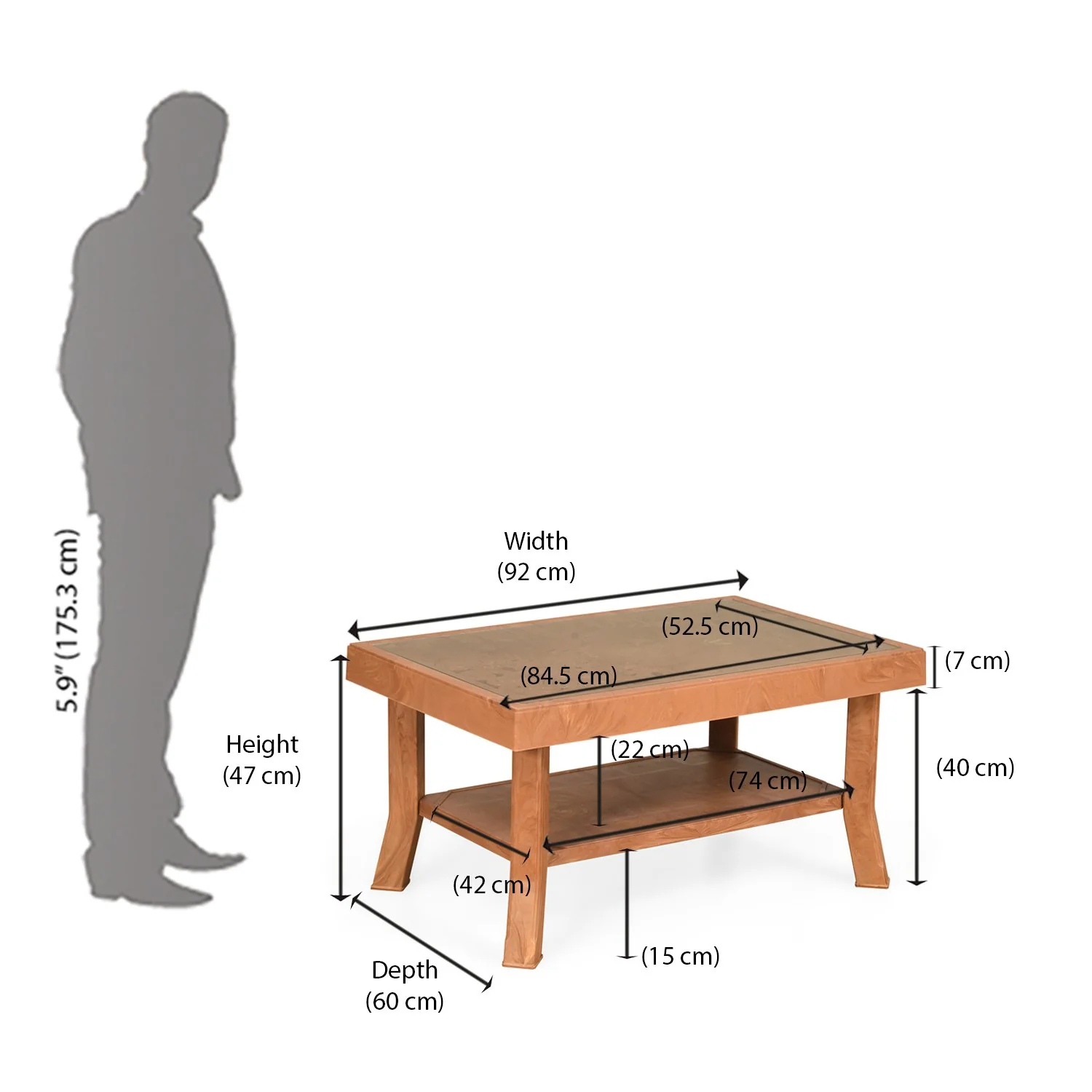 Nilkamal Center Table 2 Carv & Glass (Pear Wood) - Image 8