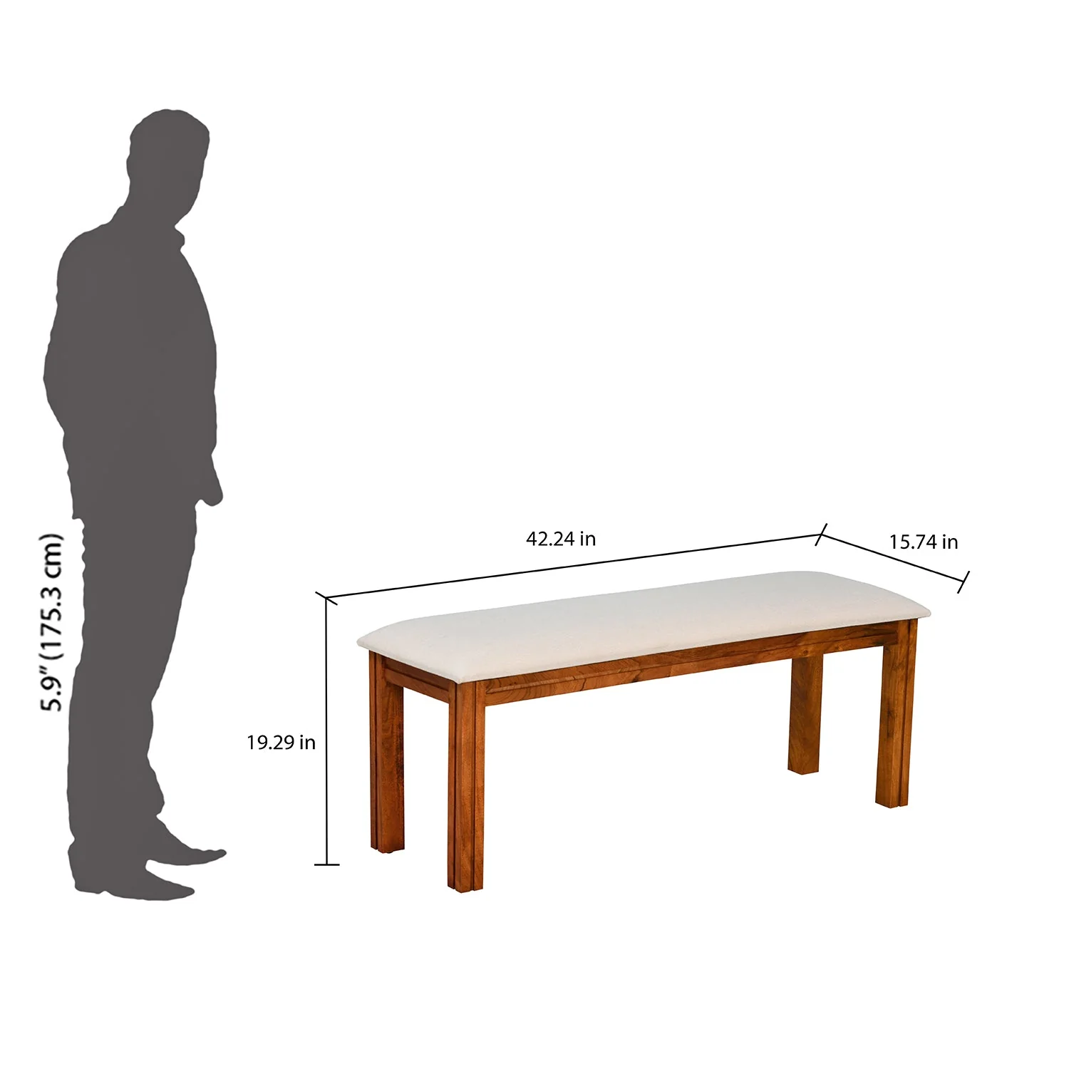 Nilkamal Cera Multi Use Long Sitting Bench for Living Room | Dining Room (Honey Brown) - Image 7