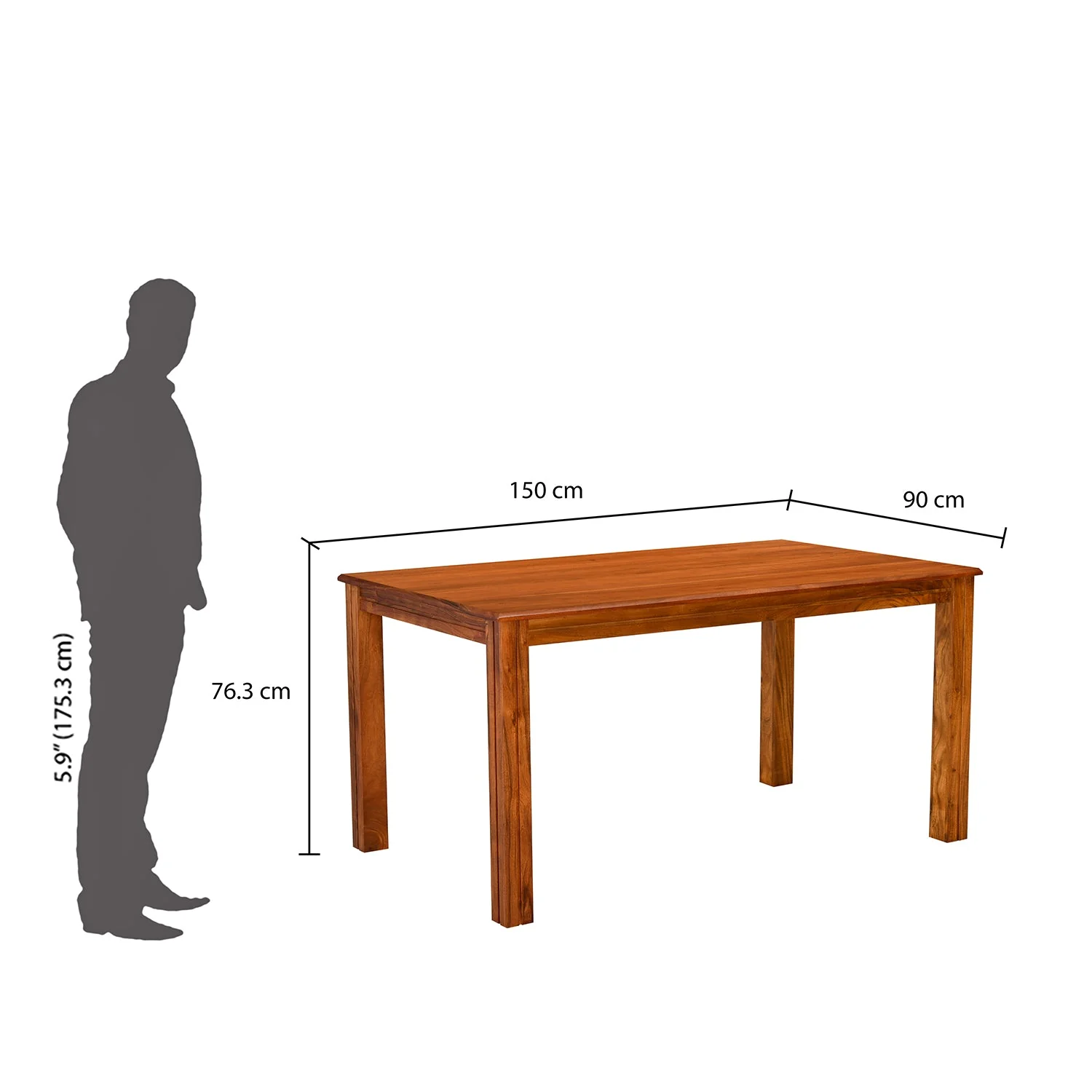 Nilkamal Cera 6 Seater Solid Wood Dining Table (Honey Brown) - Image 7