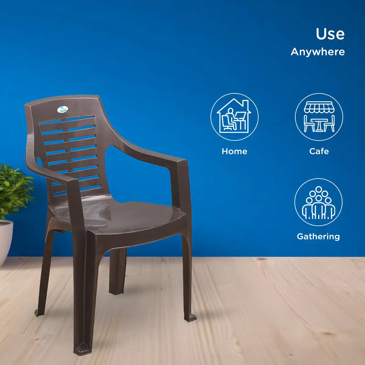 Nilkamal CHR6020 Plastic Arm Chair (Weather Brown) - Image 3