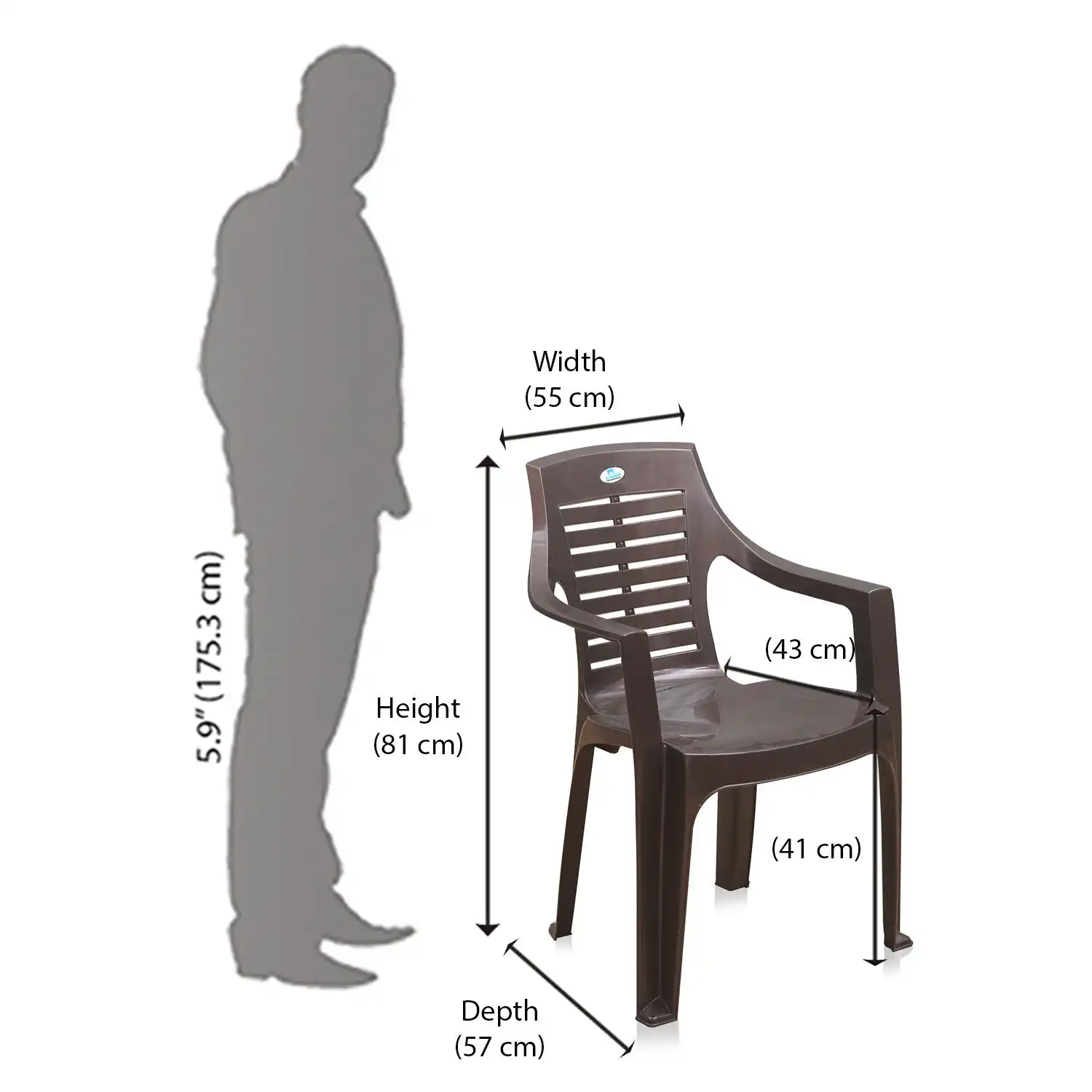 Nilkamal CHR6020 Plastic Arm Chair (Weather Brown) - Image 9