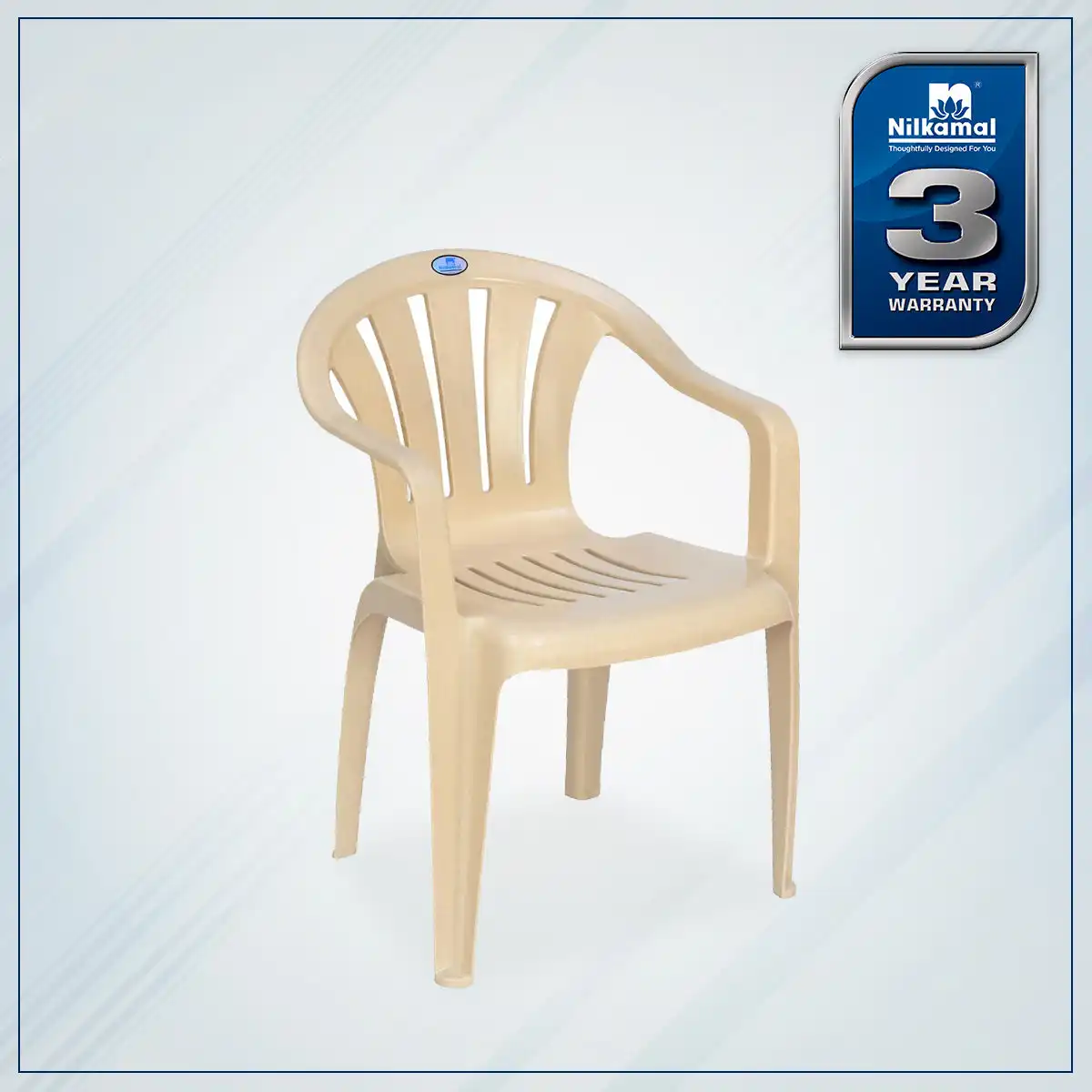 Nilkamal CHR2005 Plastic Arm Chair (Marble Beige) - Image 2