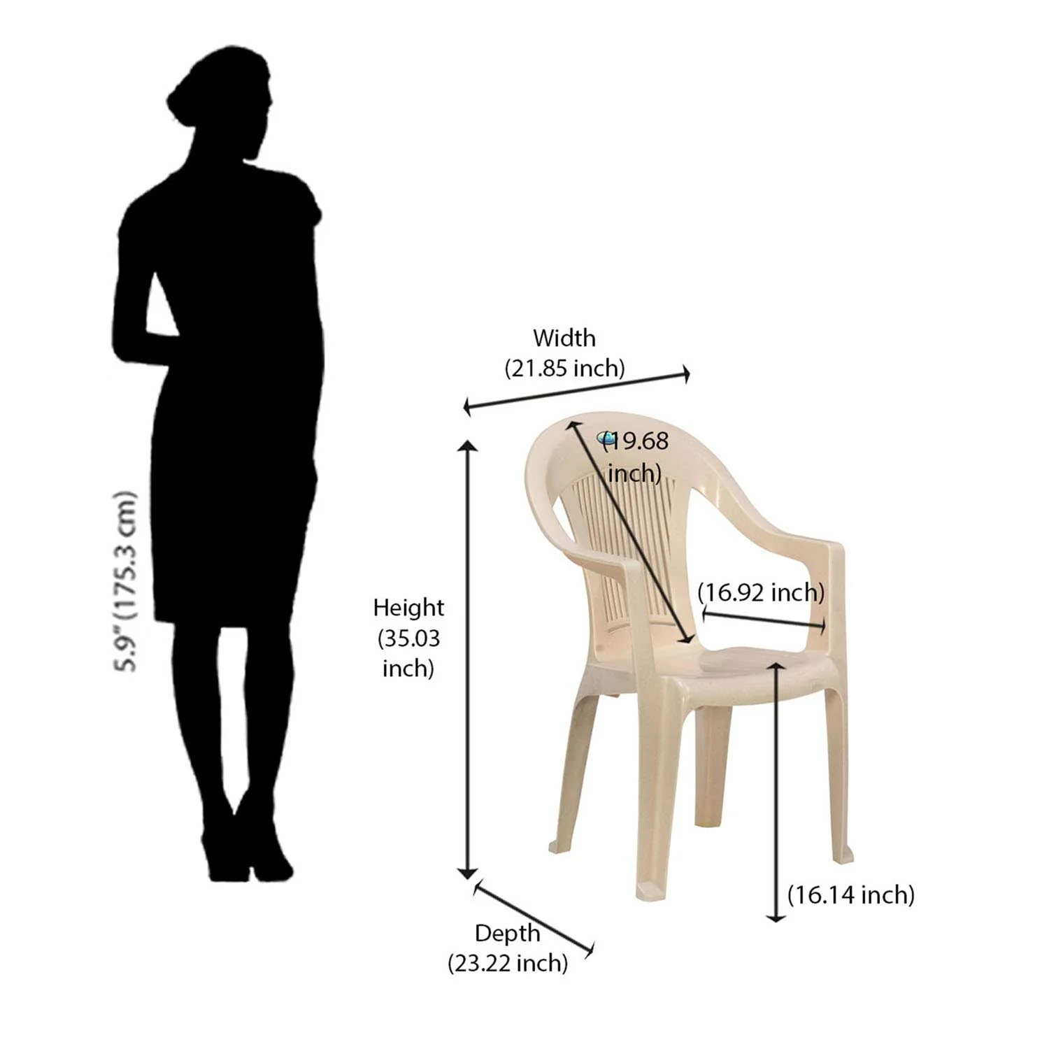Nilkamal CHR2175 Plastic Arm Chair - Image 8