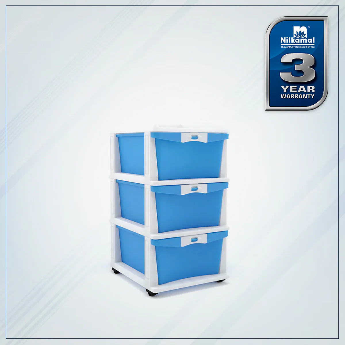 Nilkamal CHTR23 Three Layers Chest of Drawer (Blue and Cream) - Image 2