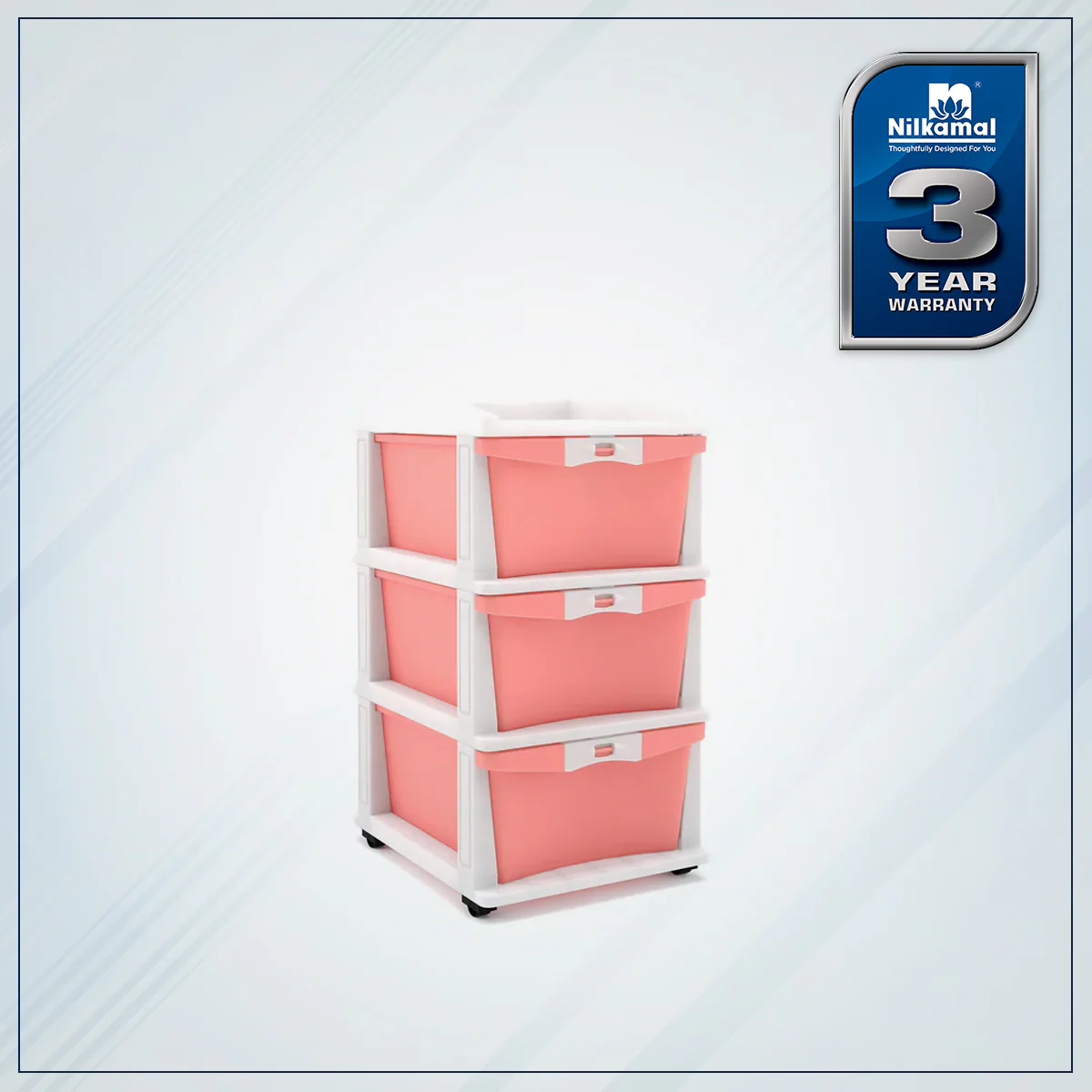 Nilkamal CHTR23 Three Layers Chest of Drawer (Pink and Cream) - Image 2