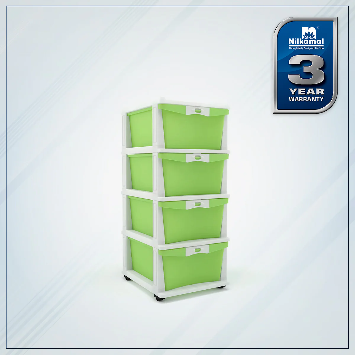 Nilkamal CHTR24 Four Layers Chest of Drawer (Cream and Pastel Green) - Image 2